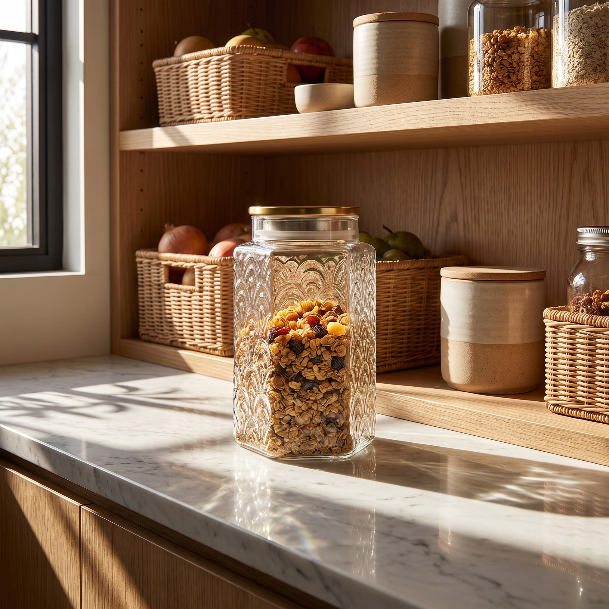 جرة زجاج بارزة الملمس من زايا - 950 مل-household-kitchen-foodstorage-containers-image-5