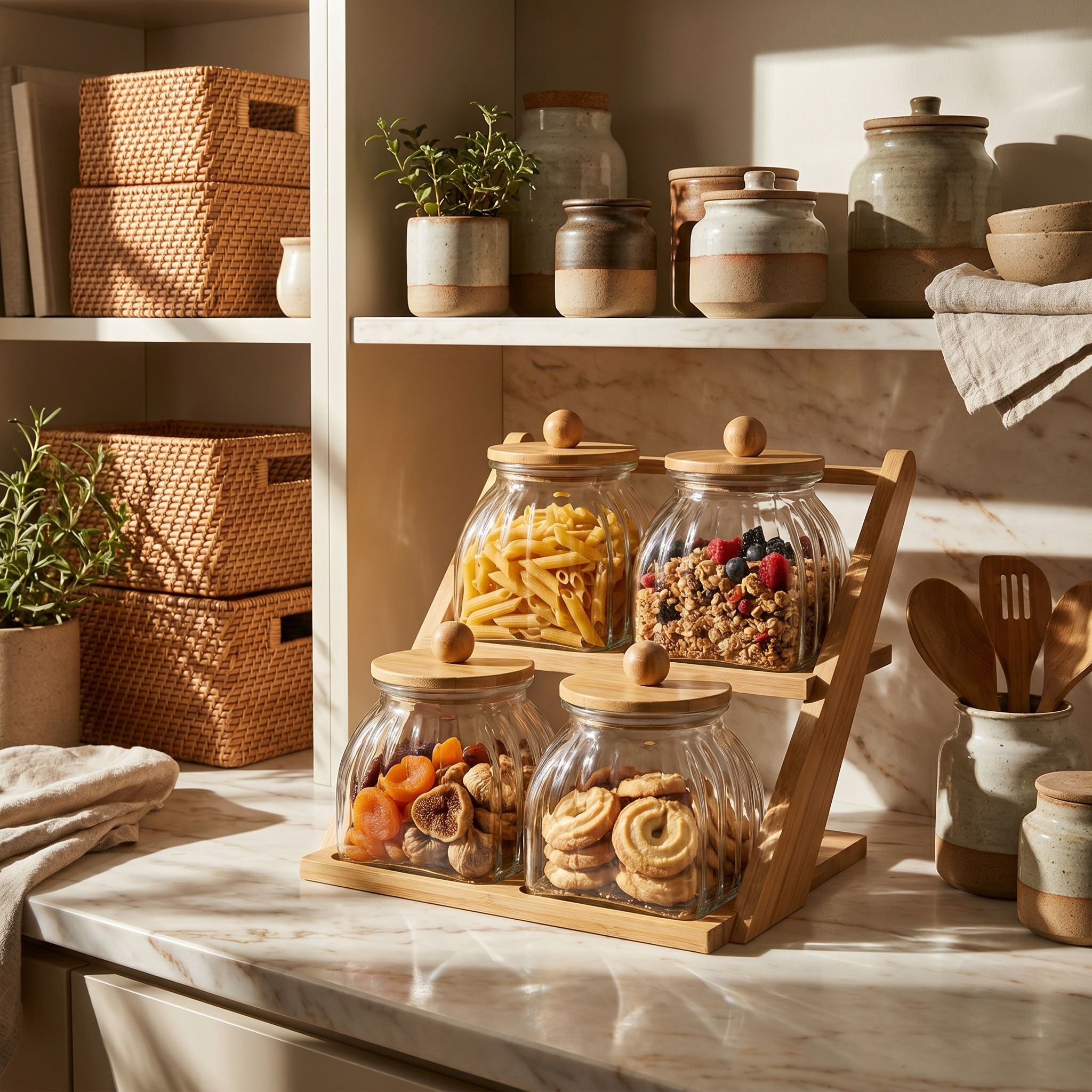 Zaya 4-Piece Glass Jar Set with Bamboo Stand-household-kitchen-foodstorage-containers-image-5