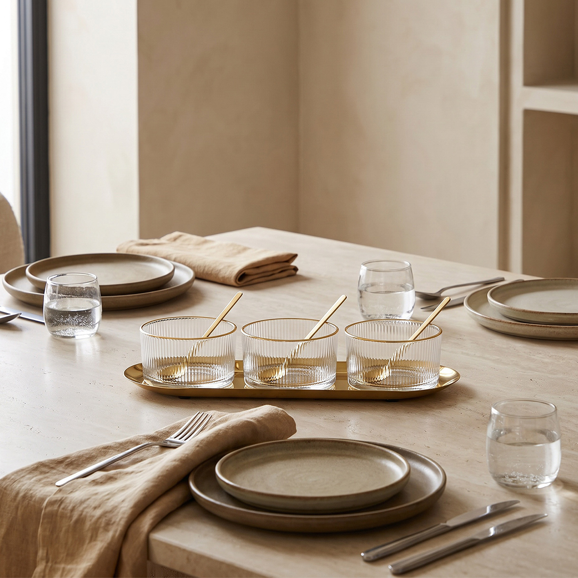 Ruwa 6-Piece Striped Glass Bowl and Spoon Set with Tray-household-dining-serveware-servingtrays-image-1