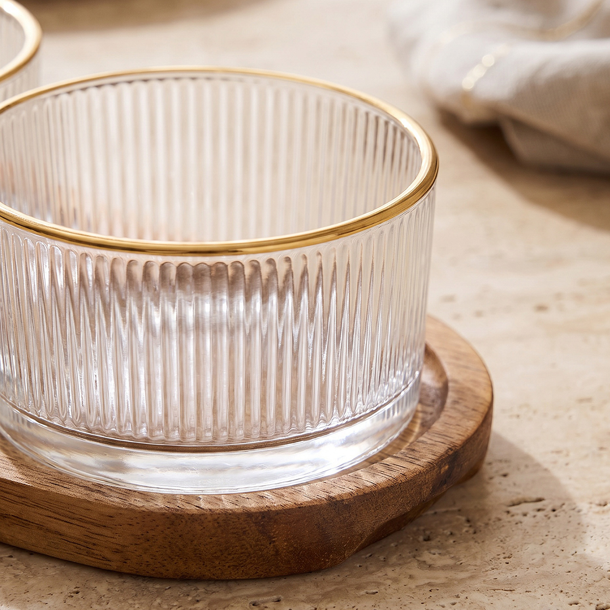 Ruwa 6-Piece Striped Glass Bowl with Spoon Set and Acacia Wooden Tray-household-dining-serveware-servingtrays-image-3