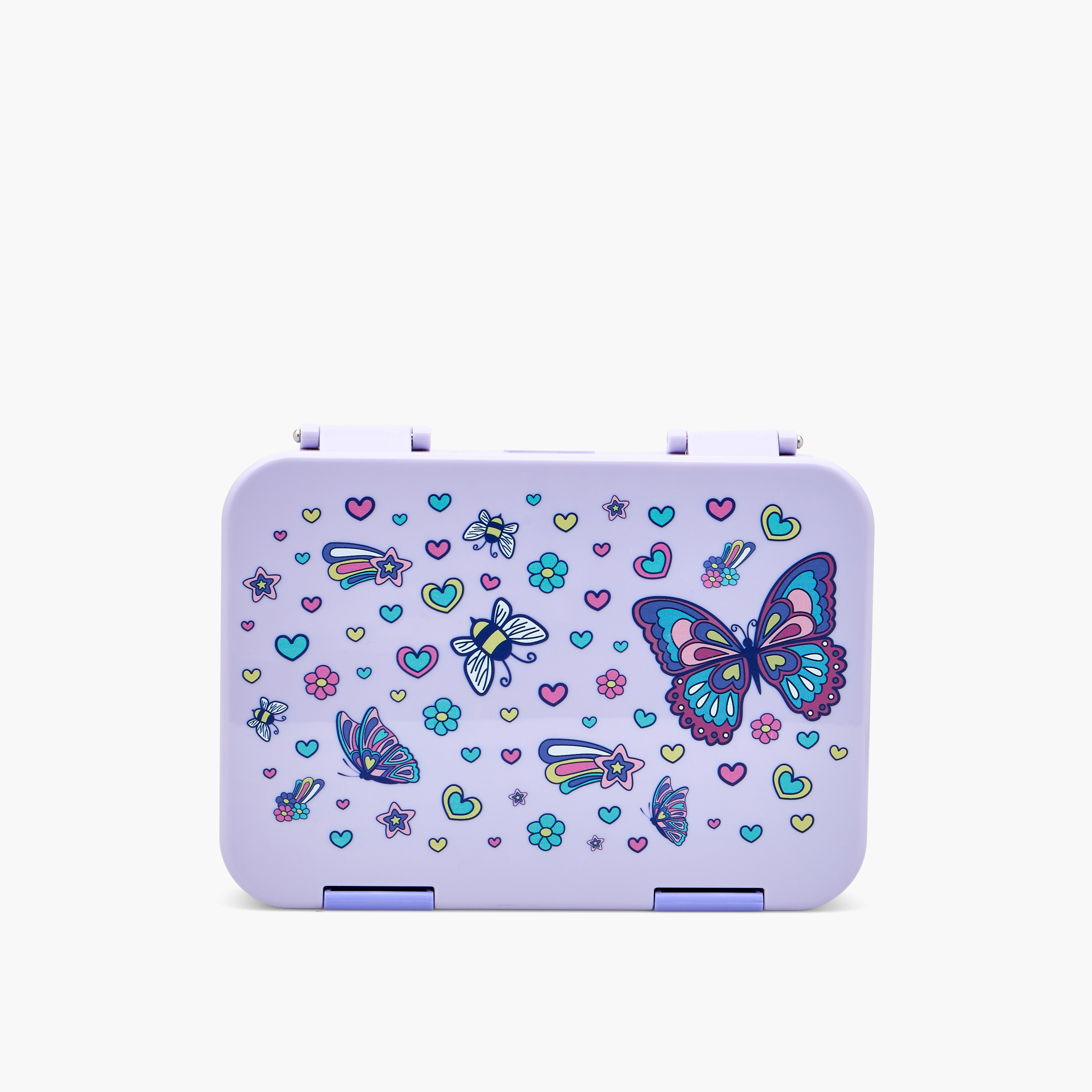 صندوق غداء بطبعات فراشات مع غطاء بمشبك إغلاق من جونيورز - 750 مل-school-lunchessentials-lunchboxes-image-4
