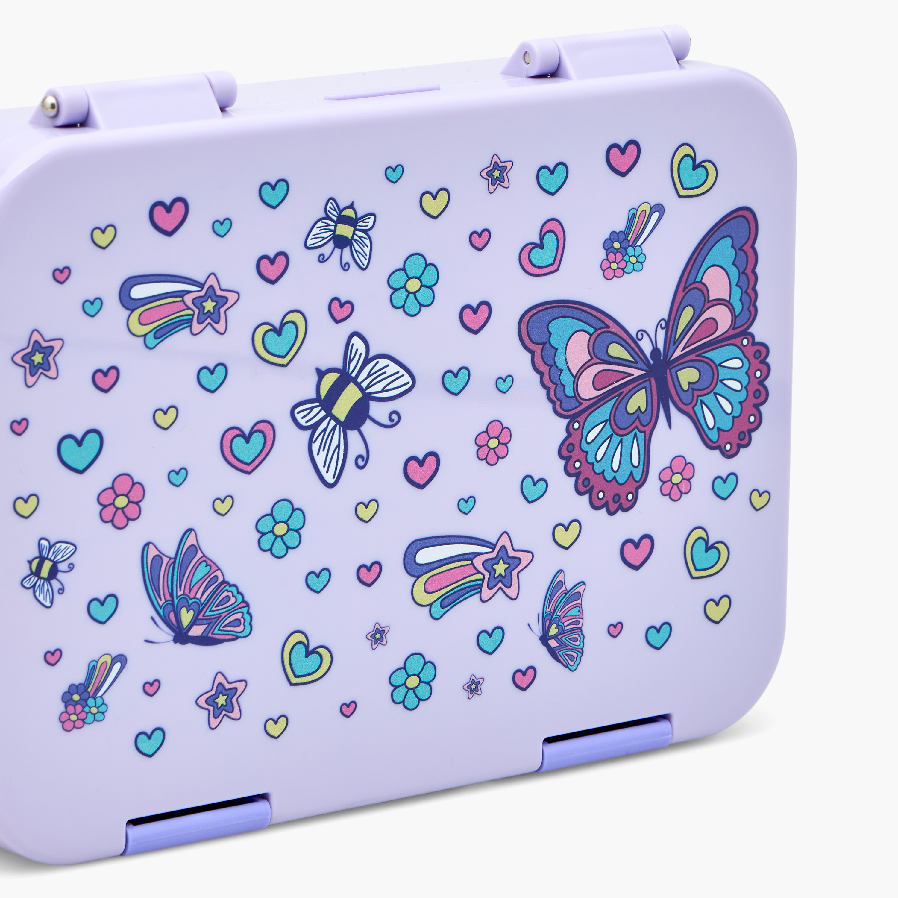 صندوق غداء بطبعات فراشات مع غطاء بمشبك إغلاق من جونيورز - 750 مل-school-lunchessentials-lunchboxes-image-5