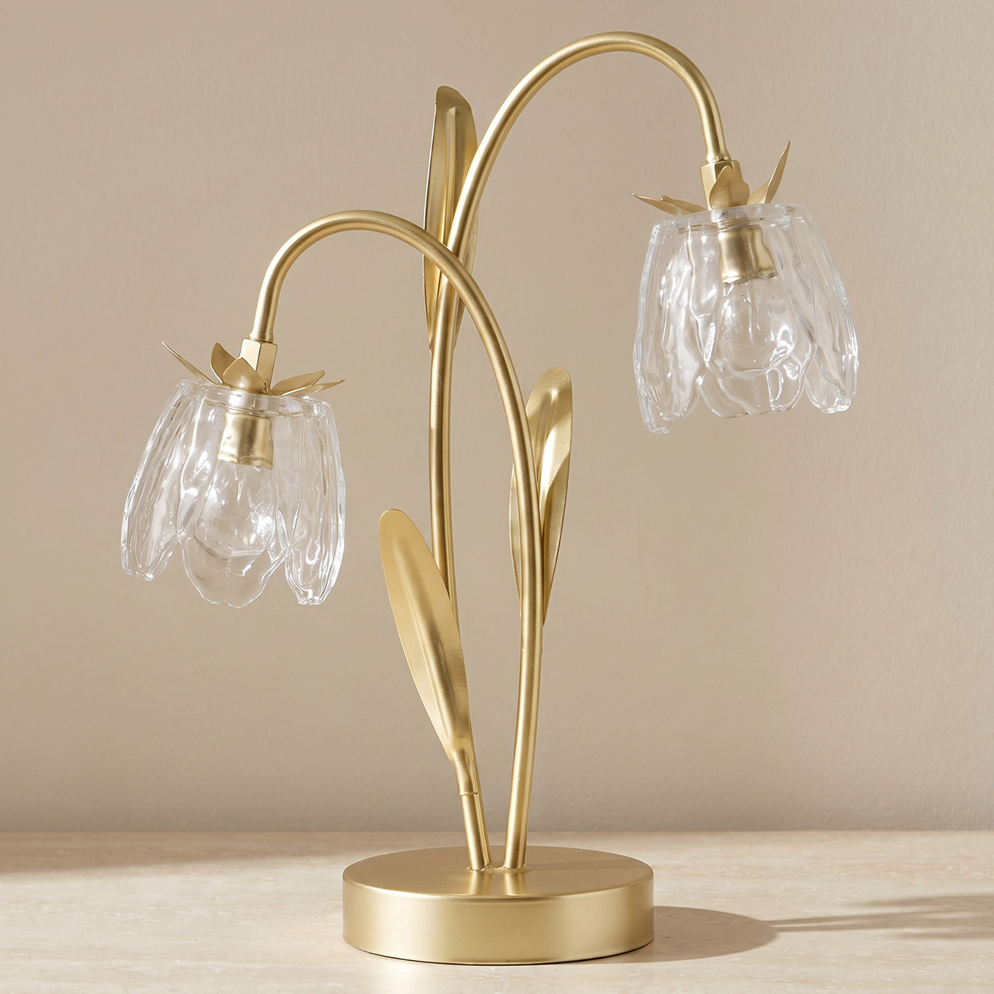 مصباح طاولة ليد بتصميم وردة مزدوجة - 30x13x35 سم-household-decor-decorativeobjectsandsculptures-image-1