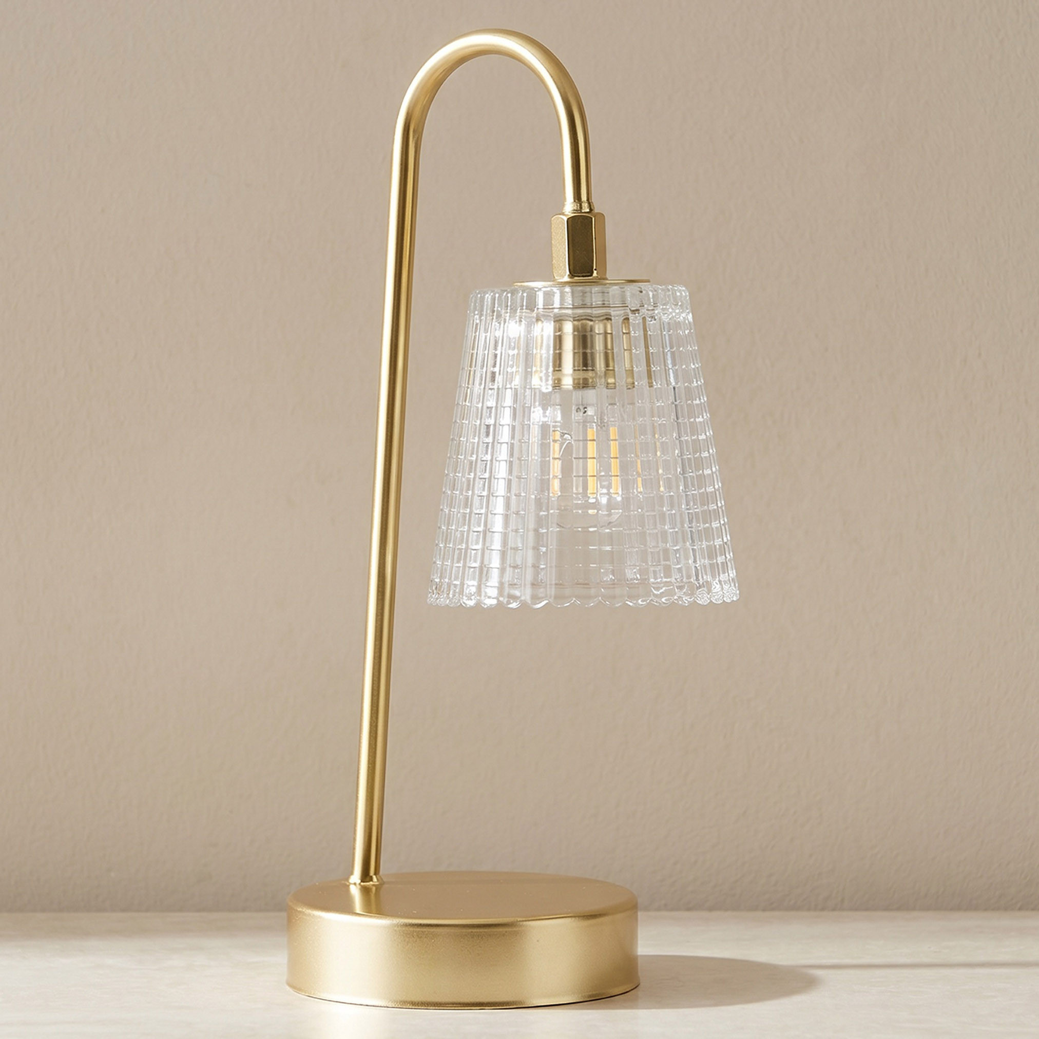 Ribbed Glass LED Table Lamp - 13x11x28 cms-household-decor-candleholdersandlanterns-image-5