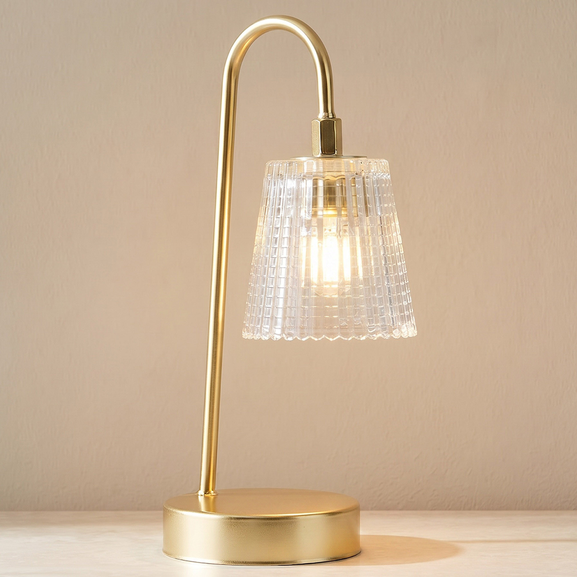 Ribbed Glass LED Table Lamp - 13x11x28 cms-household-decor-candleholdersandlanterns-image-1