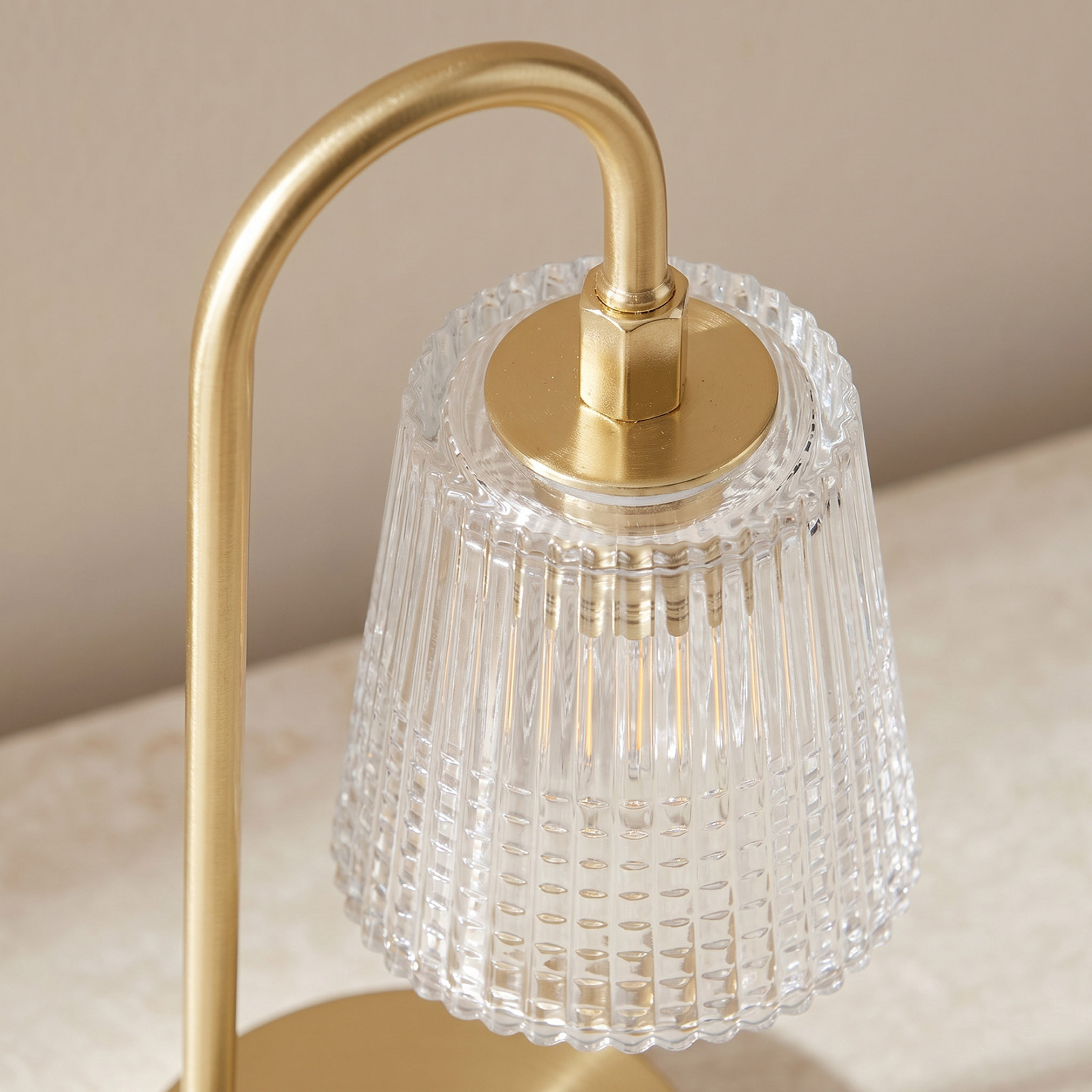 Ribbed Glass LED Table Lamp - 13x11x28 cms-household-decor-candleholdersandlanterns-image-2