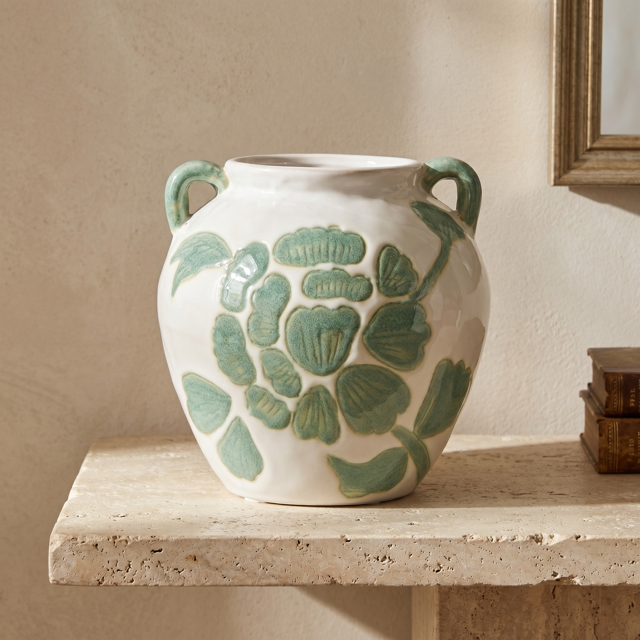 Floral Ceramic Vase - 18 cms-household-decor-vasesandbowls-image-1
