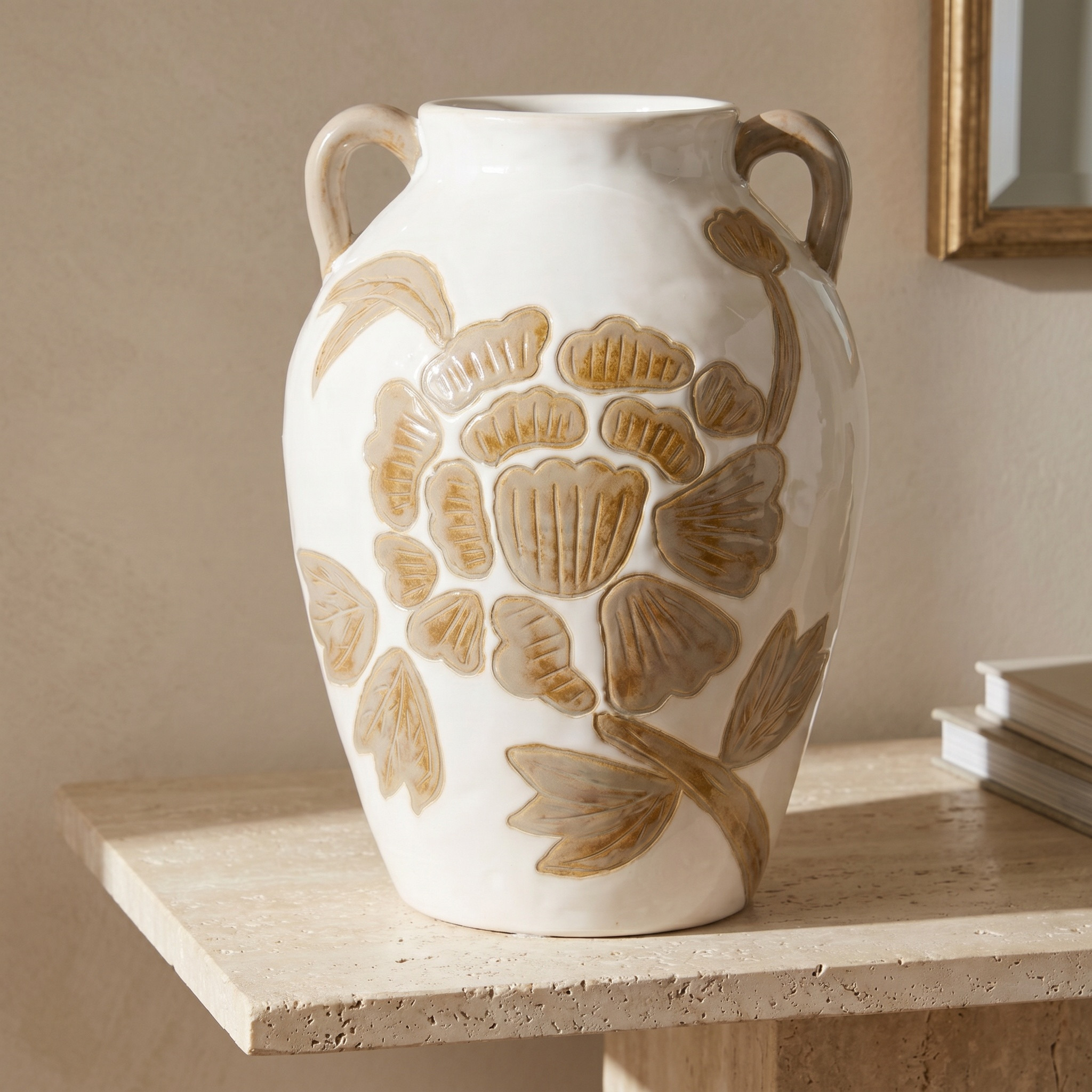 Floral Ceramic Vase - 18 cms-household-decor-vasesandbowls-image-1