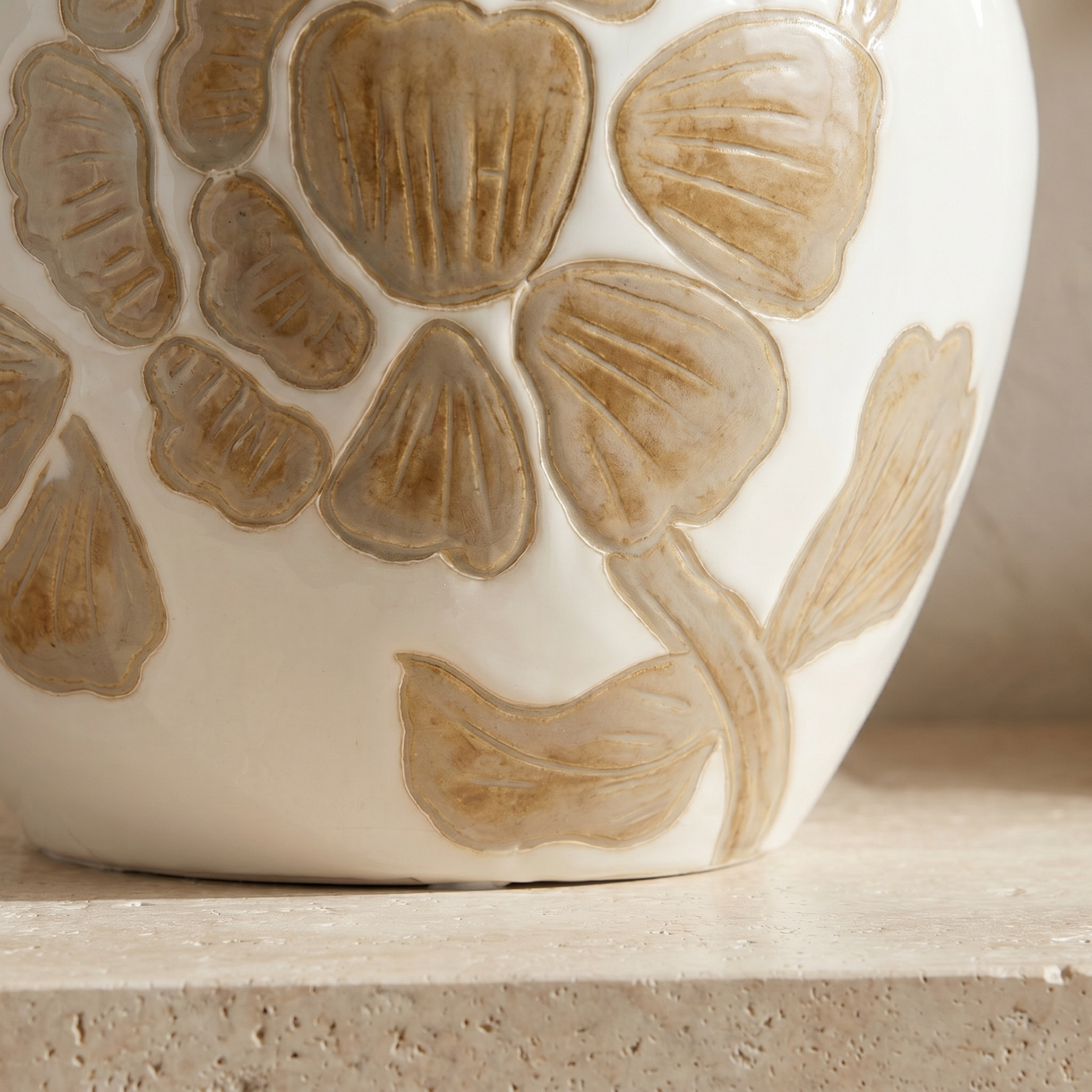 Floral Accent Ceramic Vase with Handles - 18x18 cms-household-decor-vasesandbowls-image-3