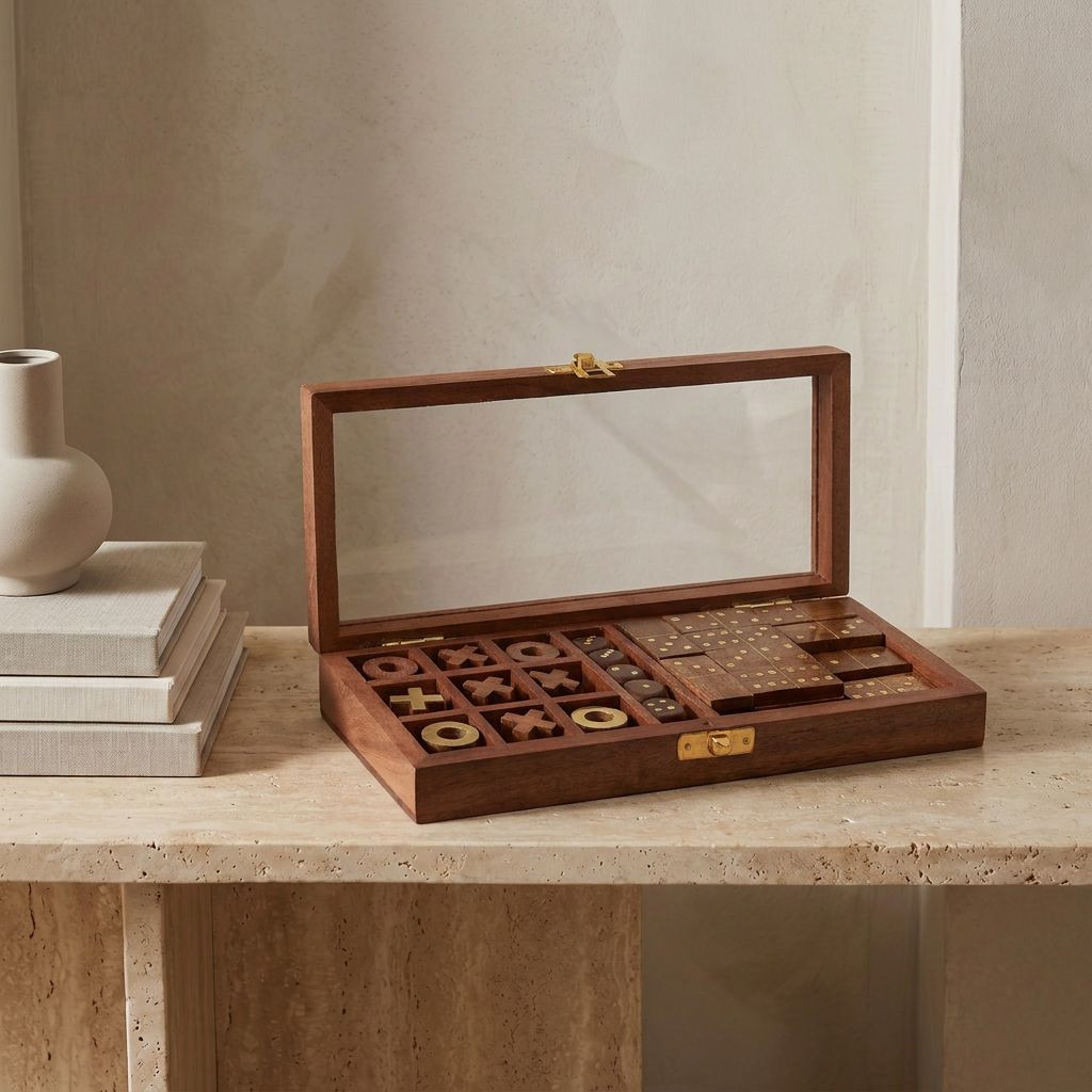 Wooden Domino and Dice Game Box-household-decor-decorativeobjectsandsculptures-image-2