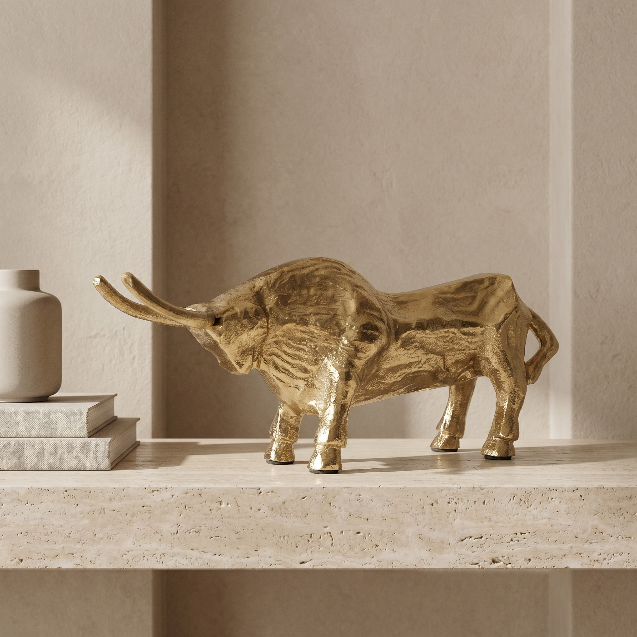 Decorative Metal Bull Showpiece - 27x6x11 cms-household-decor-decorativeobjectsandsculptures-image-1