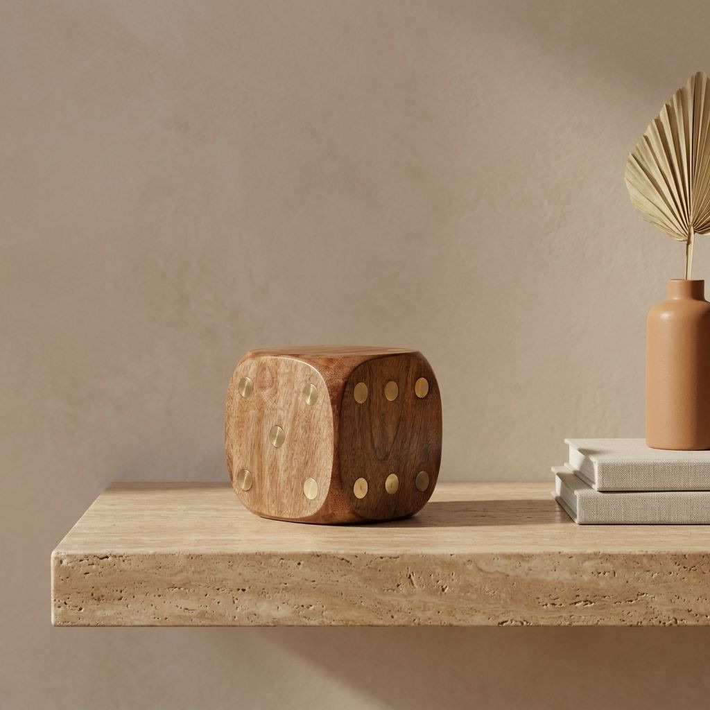 Decorative Wooden Dice - 13 cm-household-decor-decorativeobjectsandsculptures-image-1