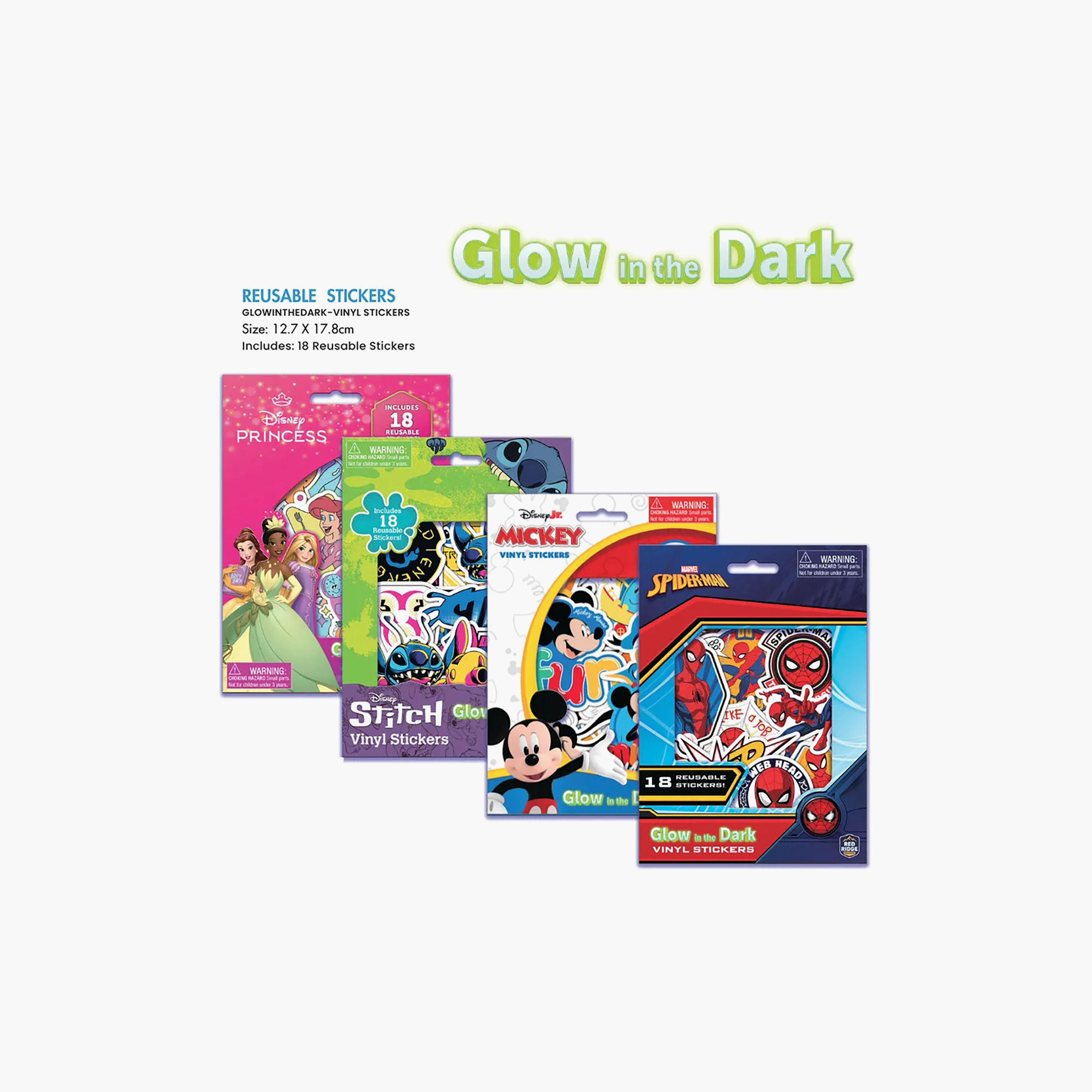 Gloo Mickey Glow in the Dark Vinyl Stickers - 18 Reusable Stickers-school-artsandcrafts-image-2