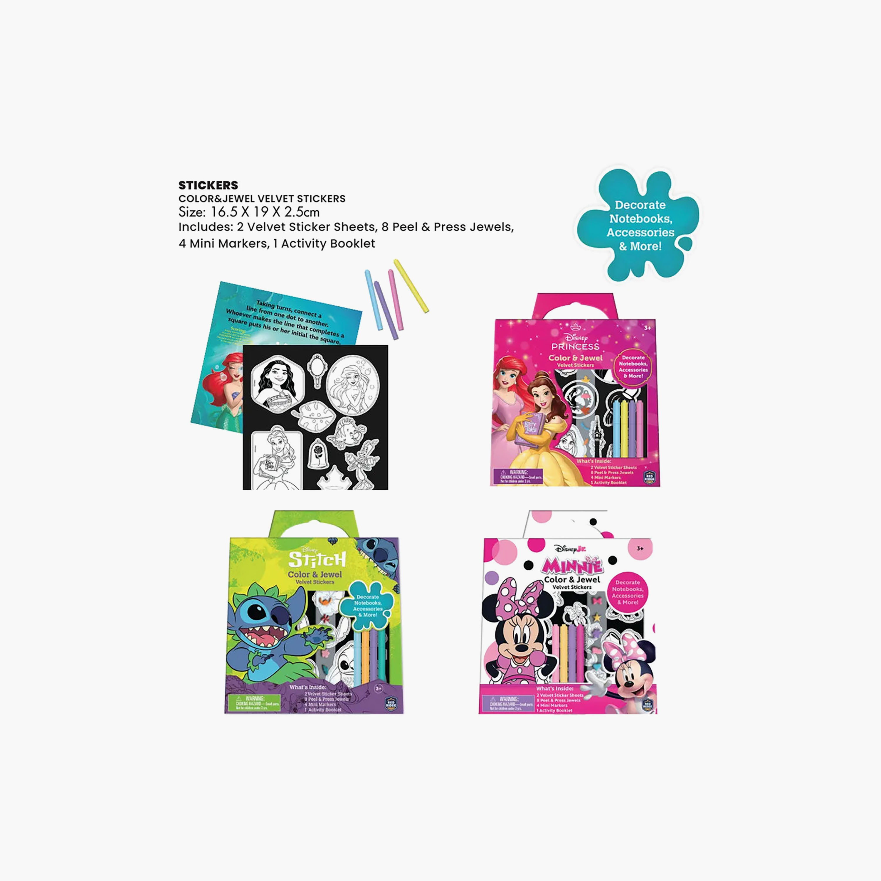 Gloo Minnie Colour and Jewel Velvet Stickers with Activity Booklet-school-artsandcrafts-image-2