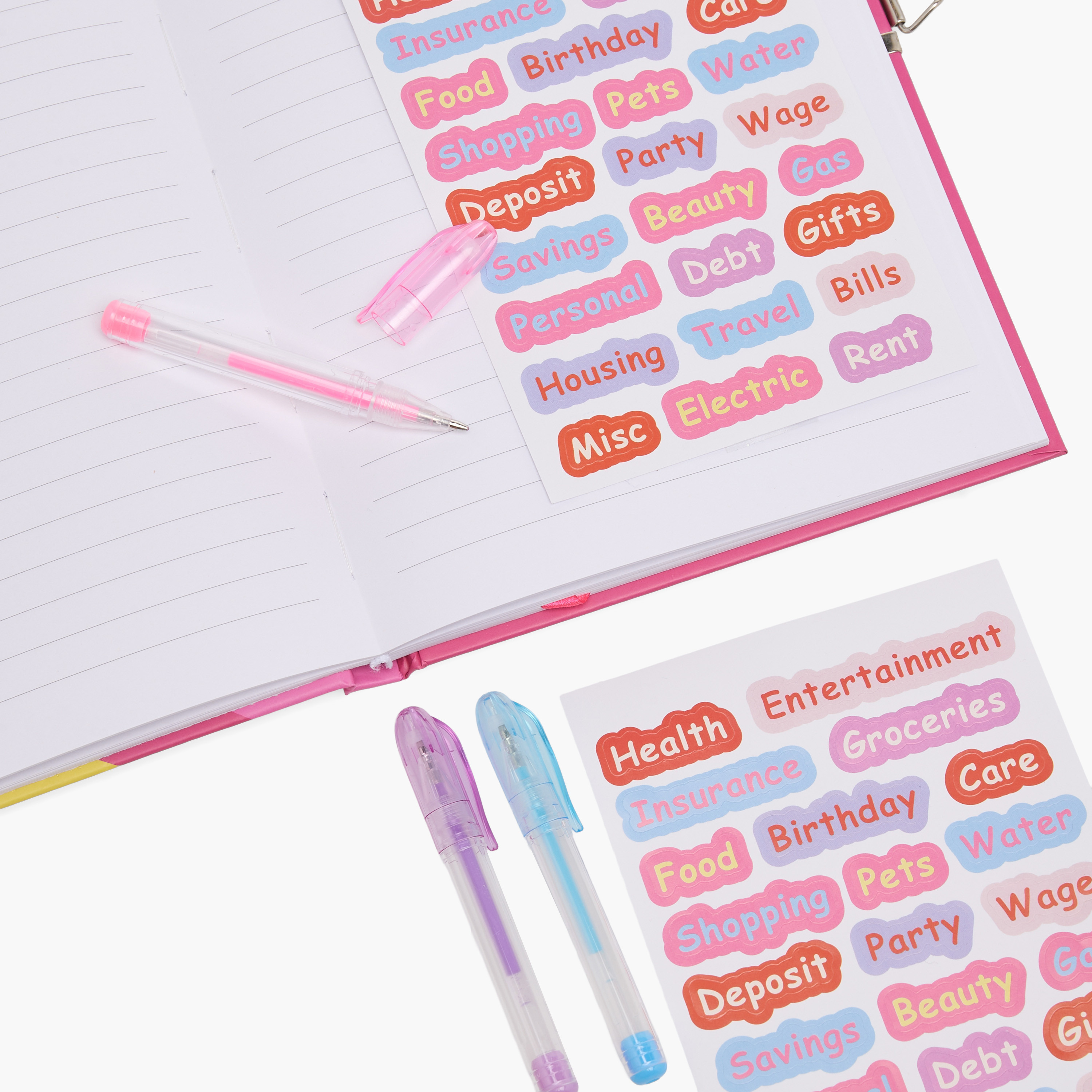 Syloon Heart Print Stationery Set with Notebook, Pens, Stickers - Set of 6-school-stationery-sets-image-6
