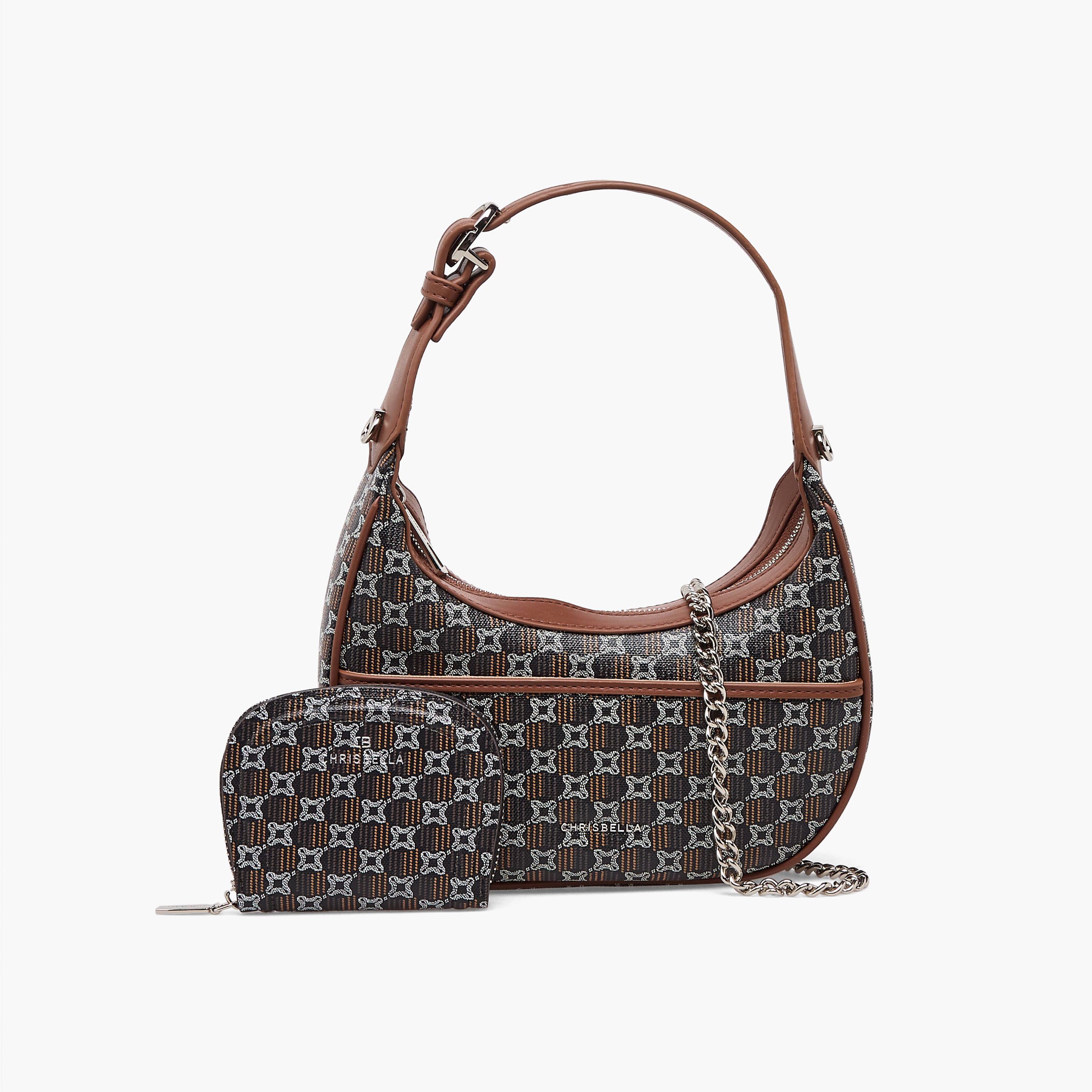 Chrisbella Printed Shoulder Bag with Pouch-women-bagsandwallets-handbags-image-1
