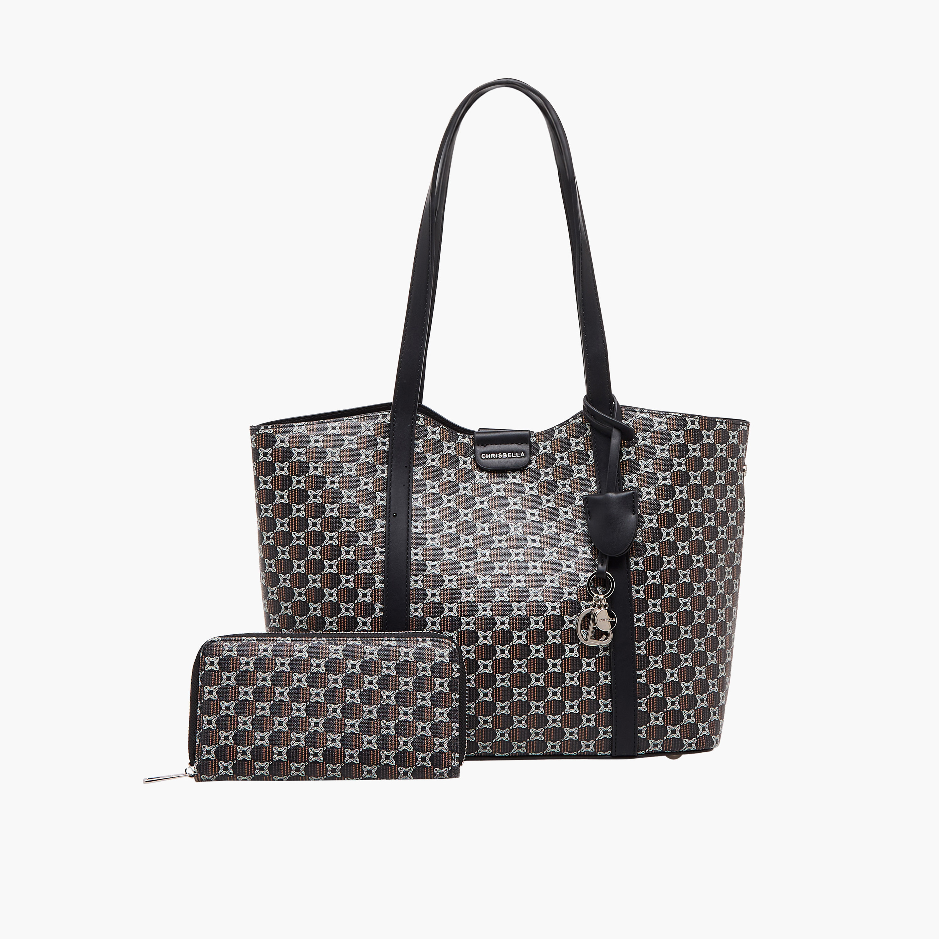 شنطة توتي بطبعات مع محفظة من كريسبيلا-women-bagsandwallets-handbags-image-1