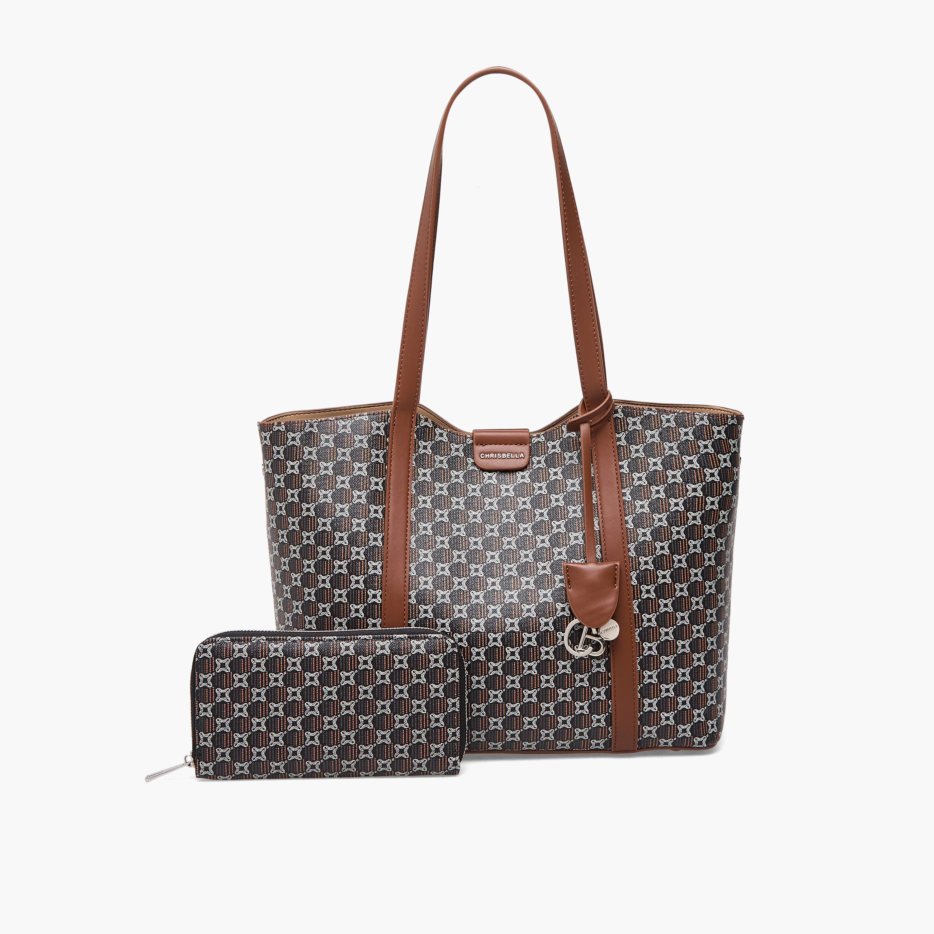 Chrisbella Printed Tote Bag with Wallet-women-bagsandwallets-handbags-image-1