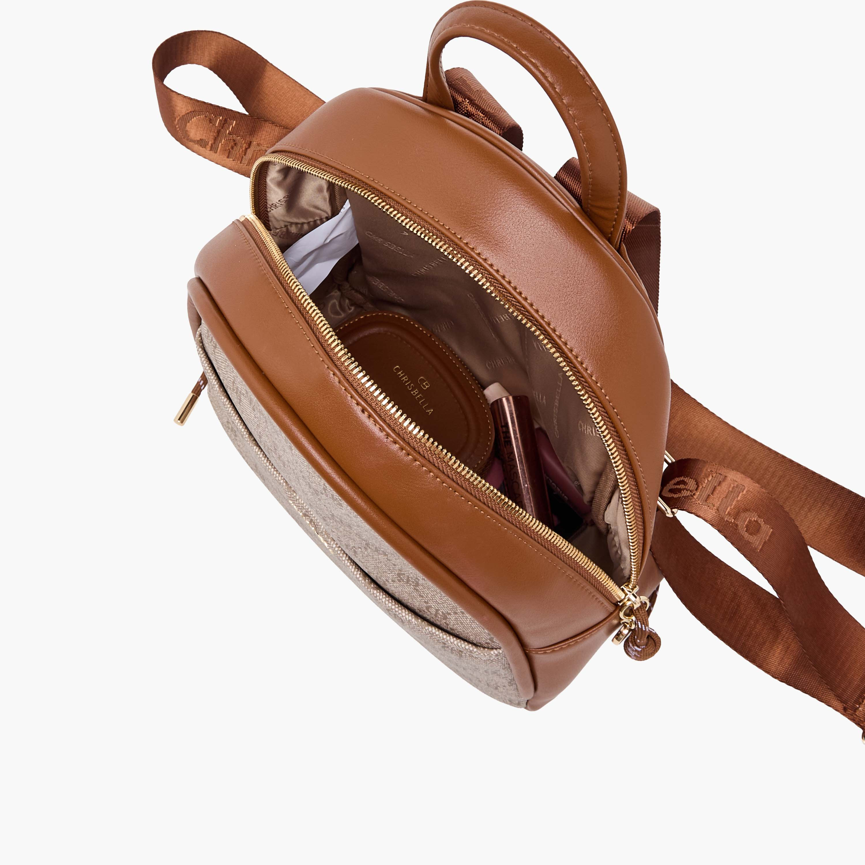 شنطة ظهر بطبعات مونوجرام مع شنطة صغيرة من كريسبيلا-women-bagsandwallets-backpacks-image-5