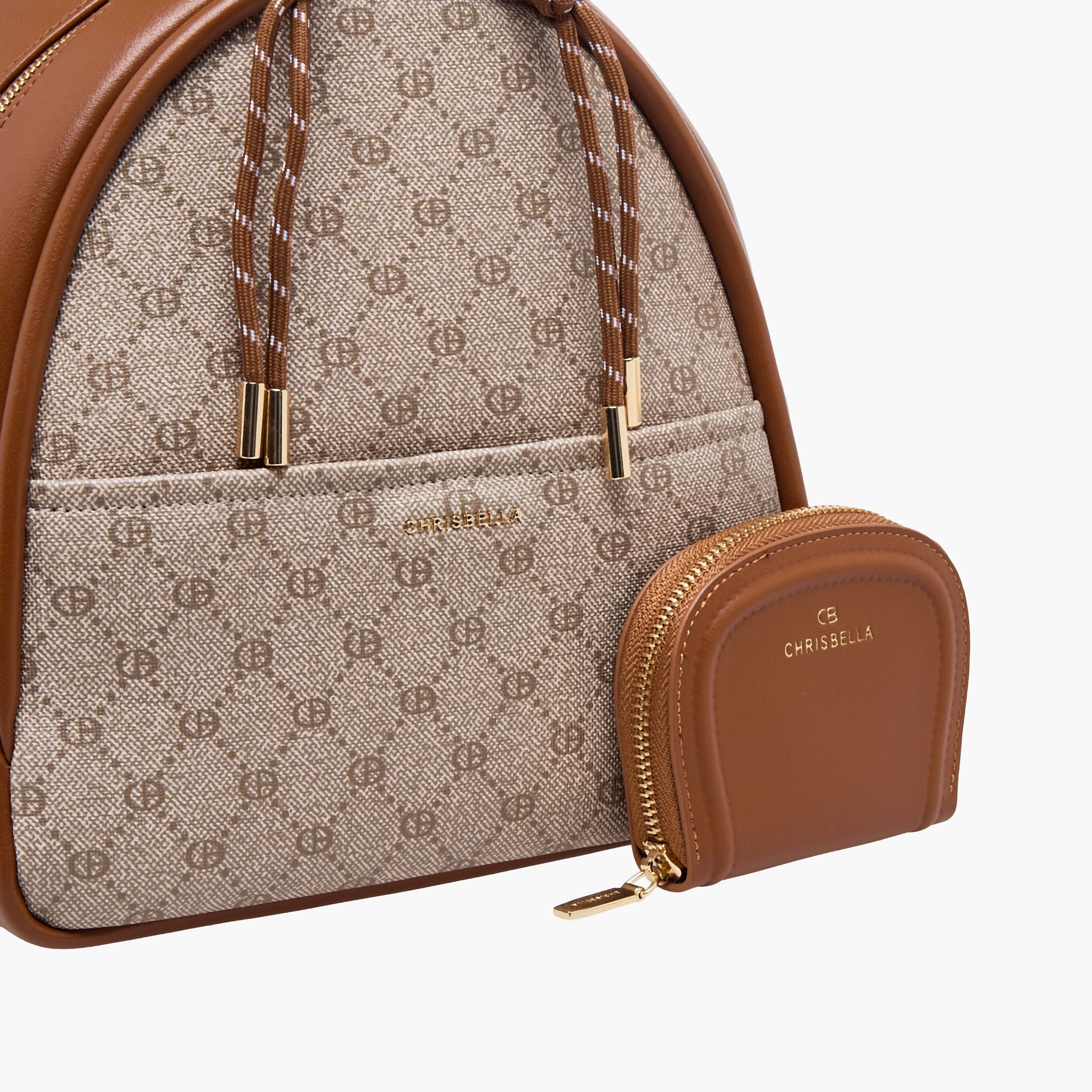 Chrisbella Monogram Print Backpack with Pouch-women-bagsandwallets-backpacks-image-2