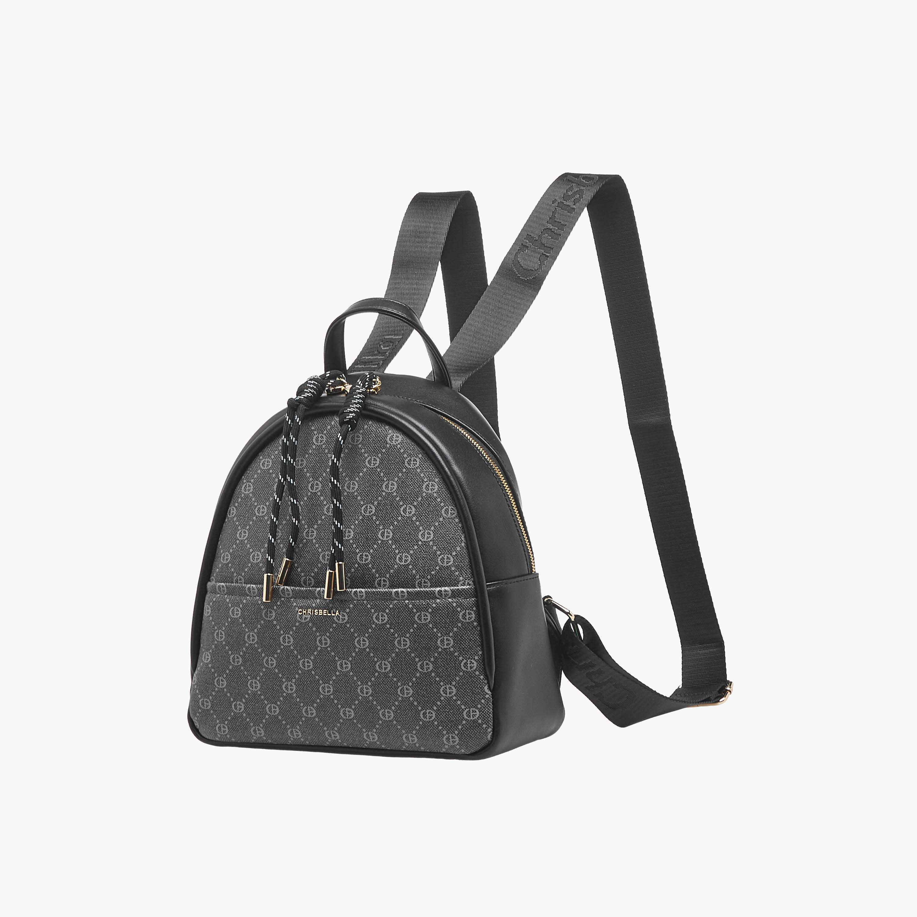 Chrisbella Monogram Print Backpack with Pouch-women-bagsandwallets-backpacks-image-6
