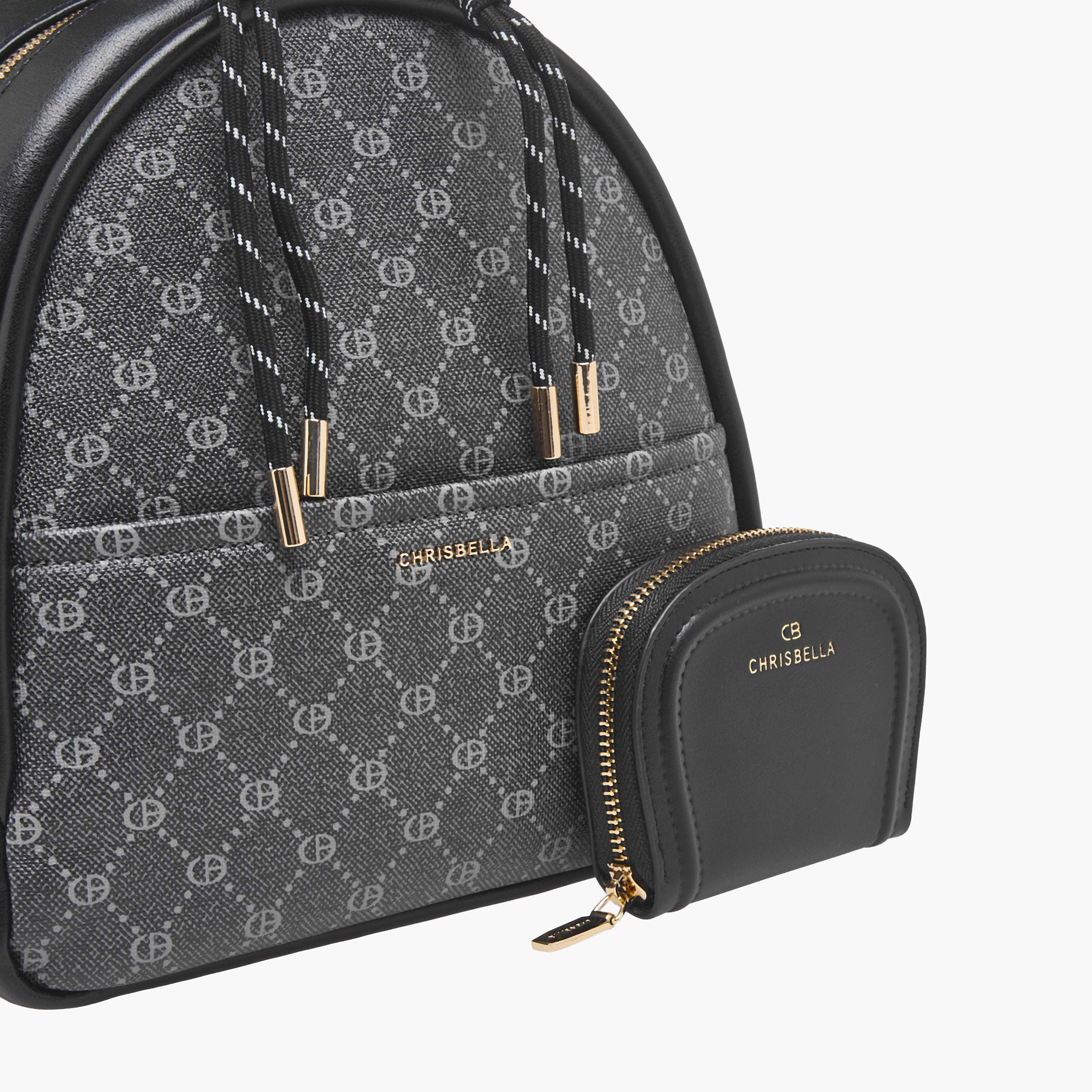 Chrisbella Monogram Print Backpack with Pouch-women-bagsandwallets-backpacks-image-2