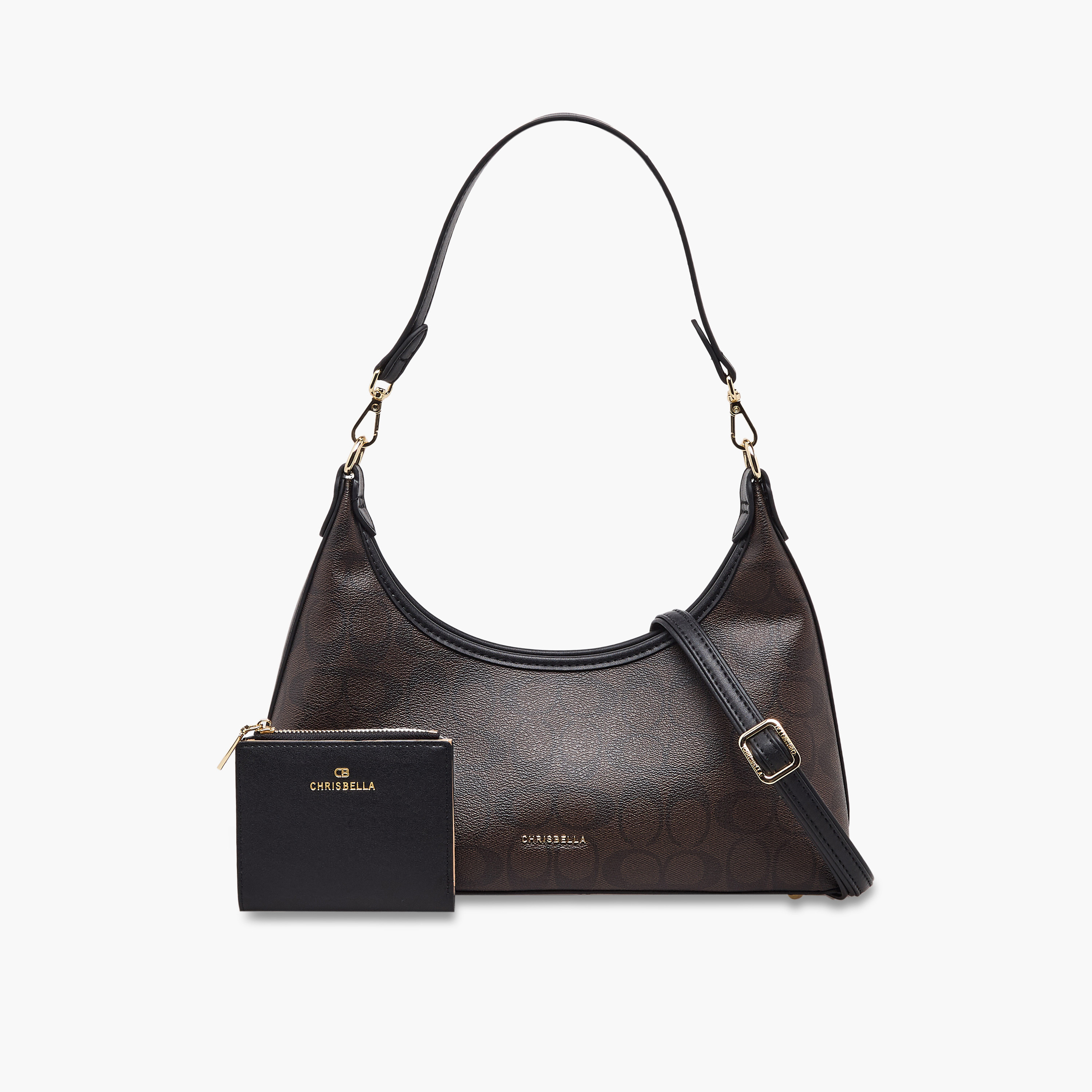 Chrisbella Monogram Print Shoulder Bag with Wallet-women-bagsandwallets-handbags-image-1