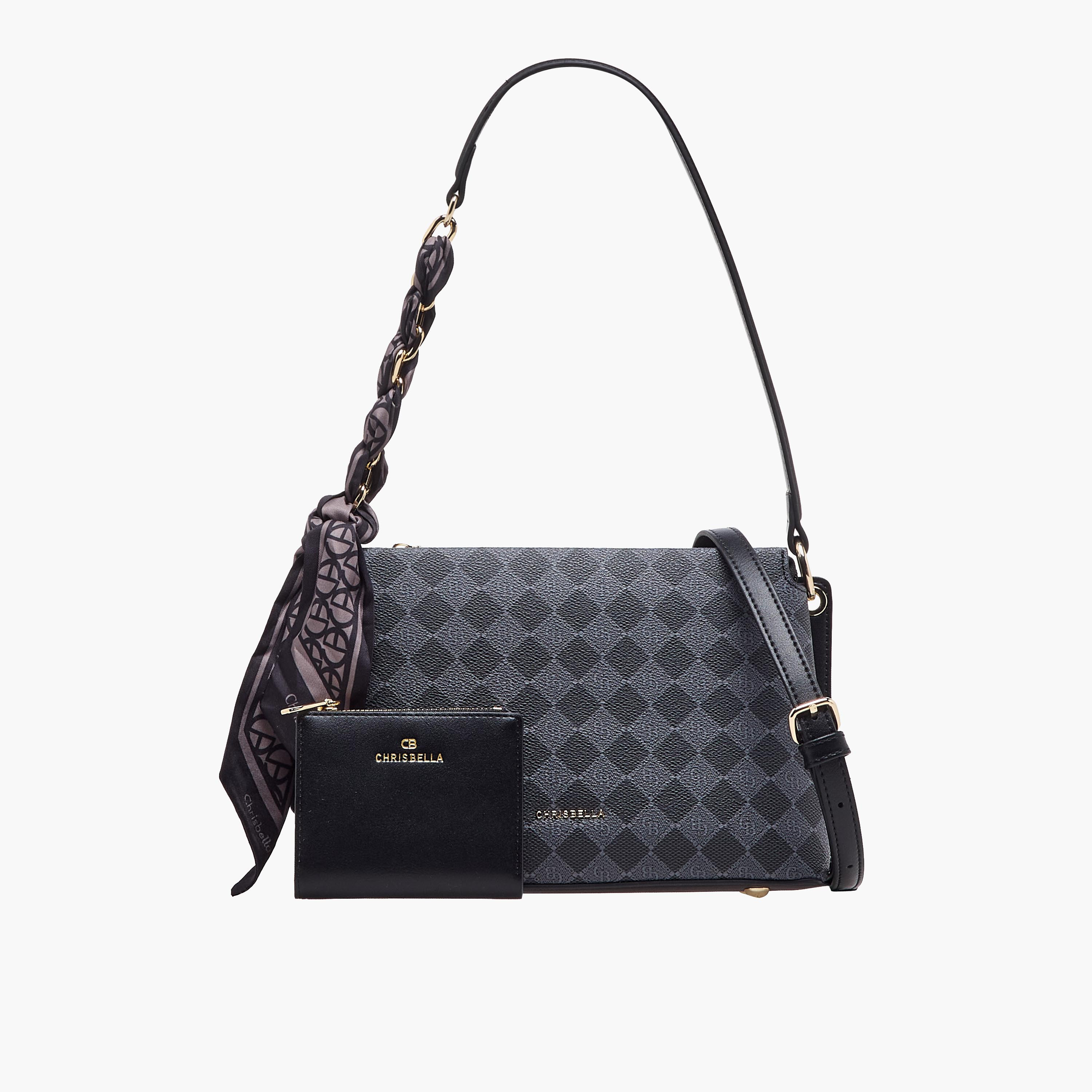 شنطة كروس بودي بطبعات مونوجرام مع محفظة من كريسبيلا-women-bagsandwallets-handbags-image-1