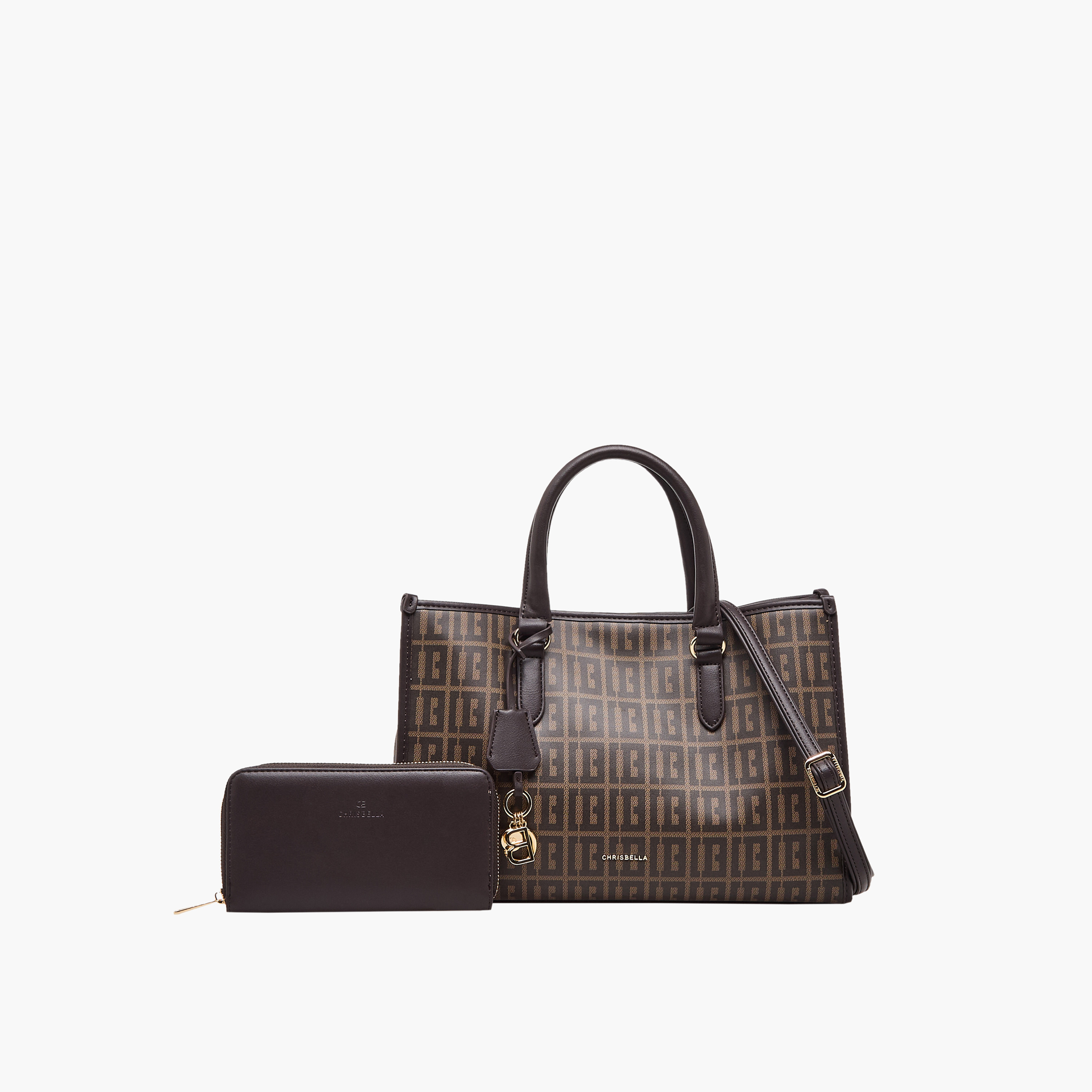 Chrisbella Monogram Print Tote Bag with Wallet-women-bagsandwallets-handbags-image-1