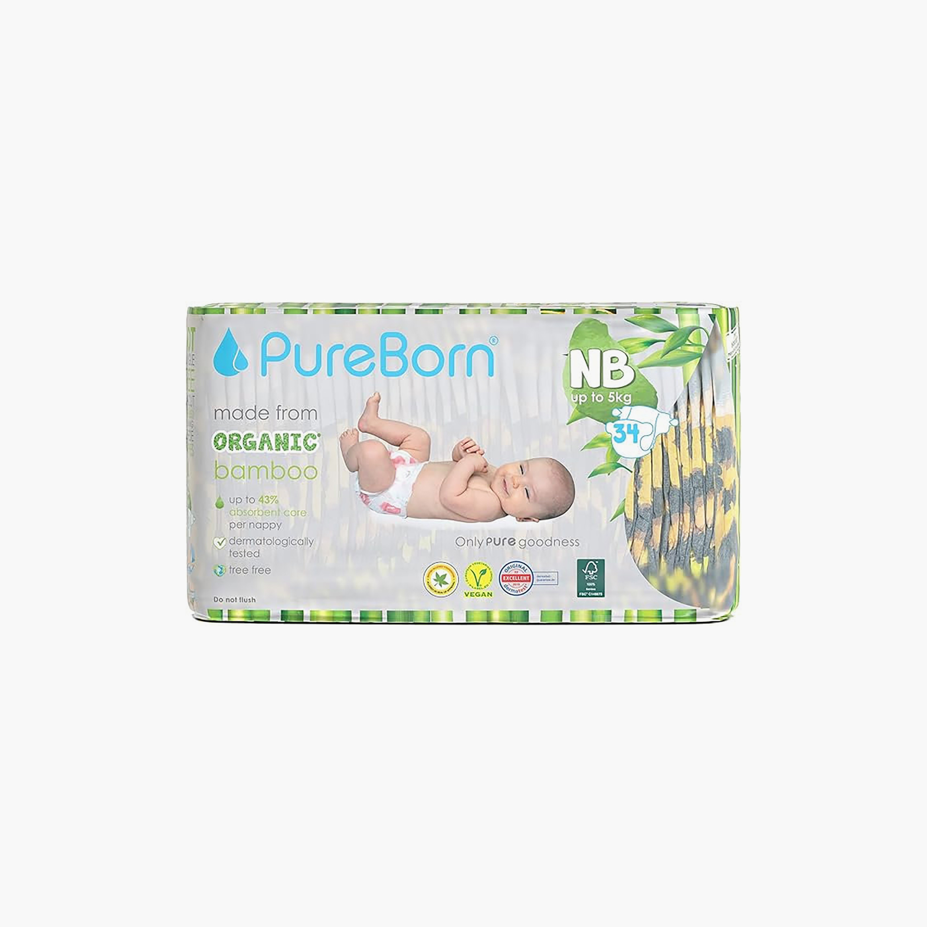 Pure Born 34-Piece Organic Bamboo Diapers Set - Size 0-baby-diapering-diapers-image-1