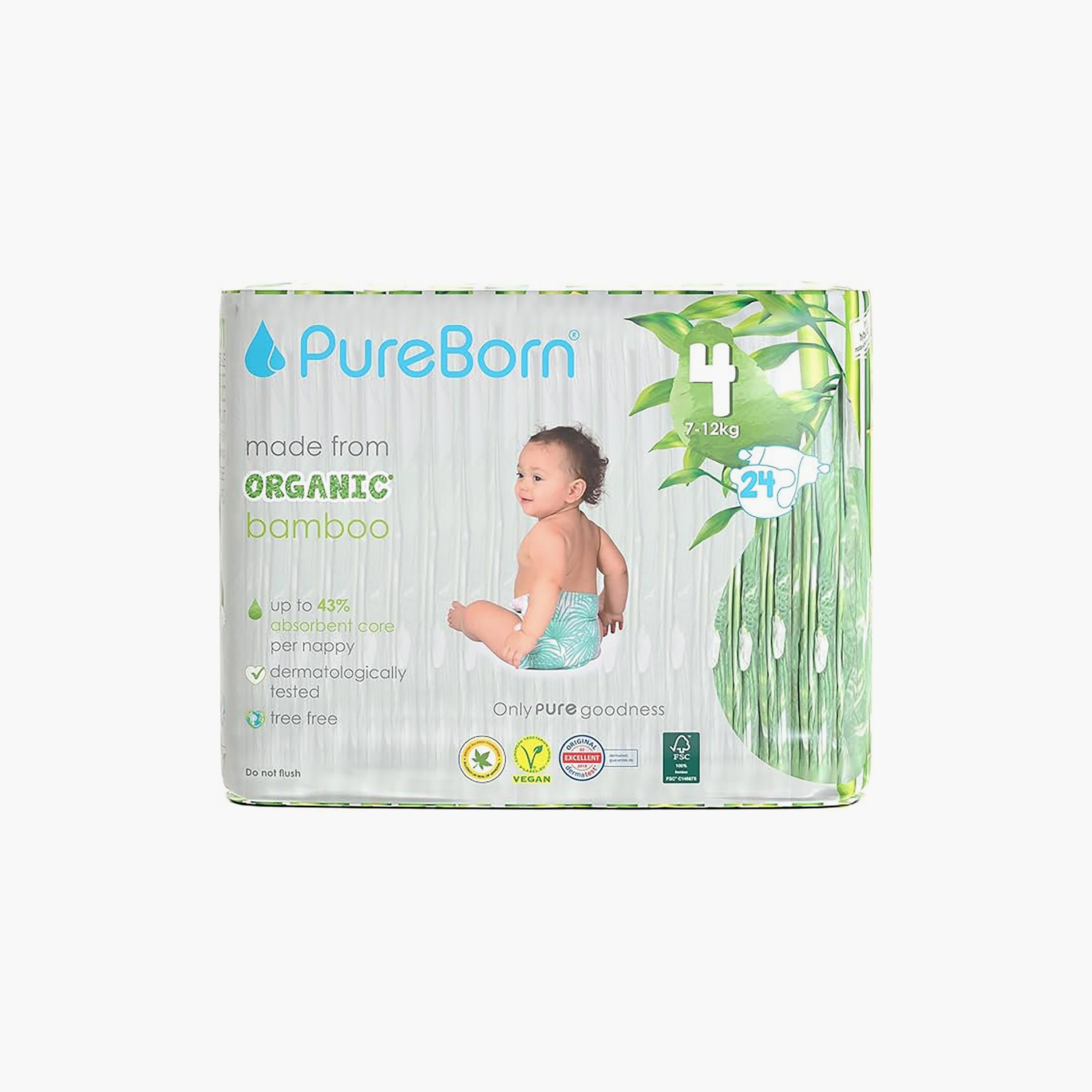 Pure Born 24-Piece Organic Bamboo Diapers Set - Size 4-baby-diapering-diapers-image-1