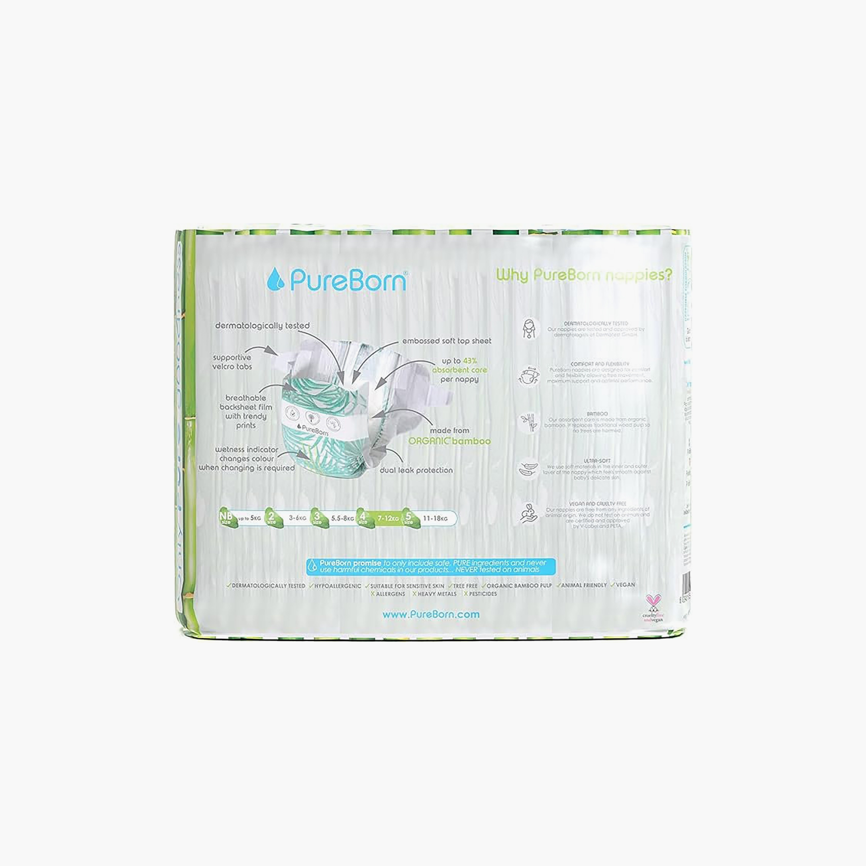 Pure Born 24-Piece Organic Bamboo Diapers Set - Size 4-baby-diapering-diapers-image-2