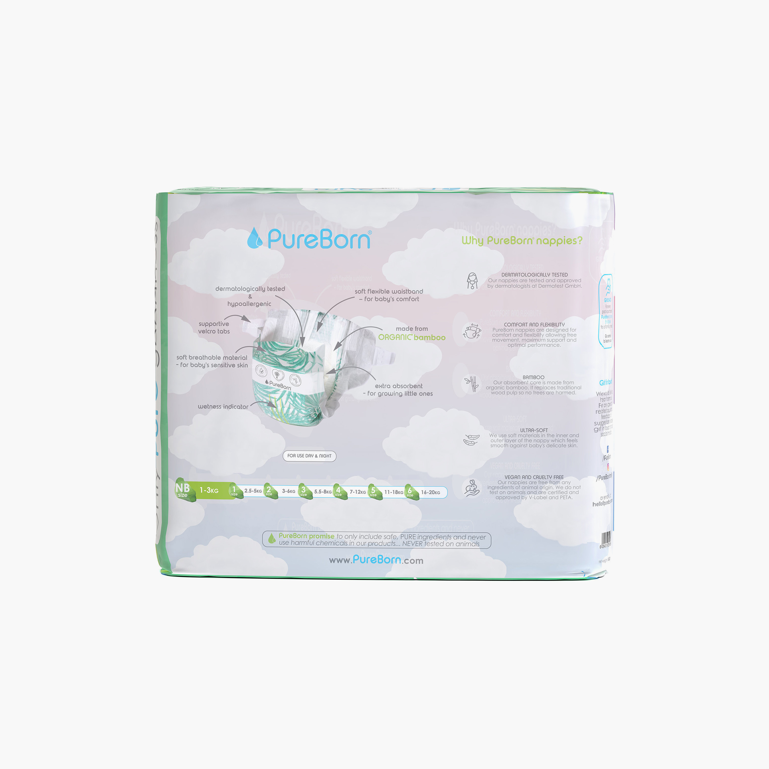 Pure Born 68-Piece Organic Bamboo Diapers Set - Size 0-baby-diapering-diapers-image-8