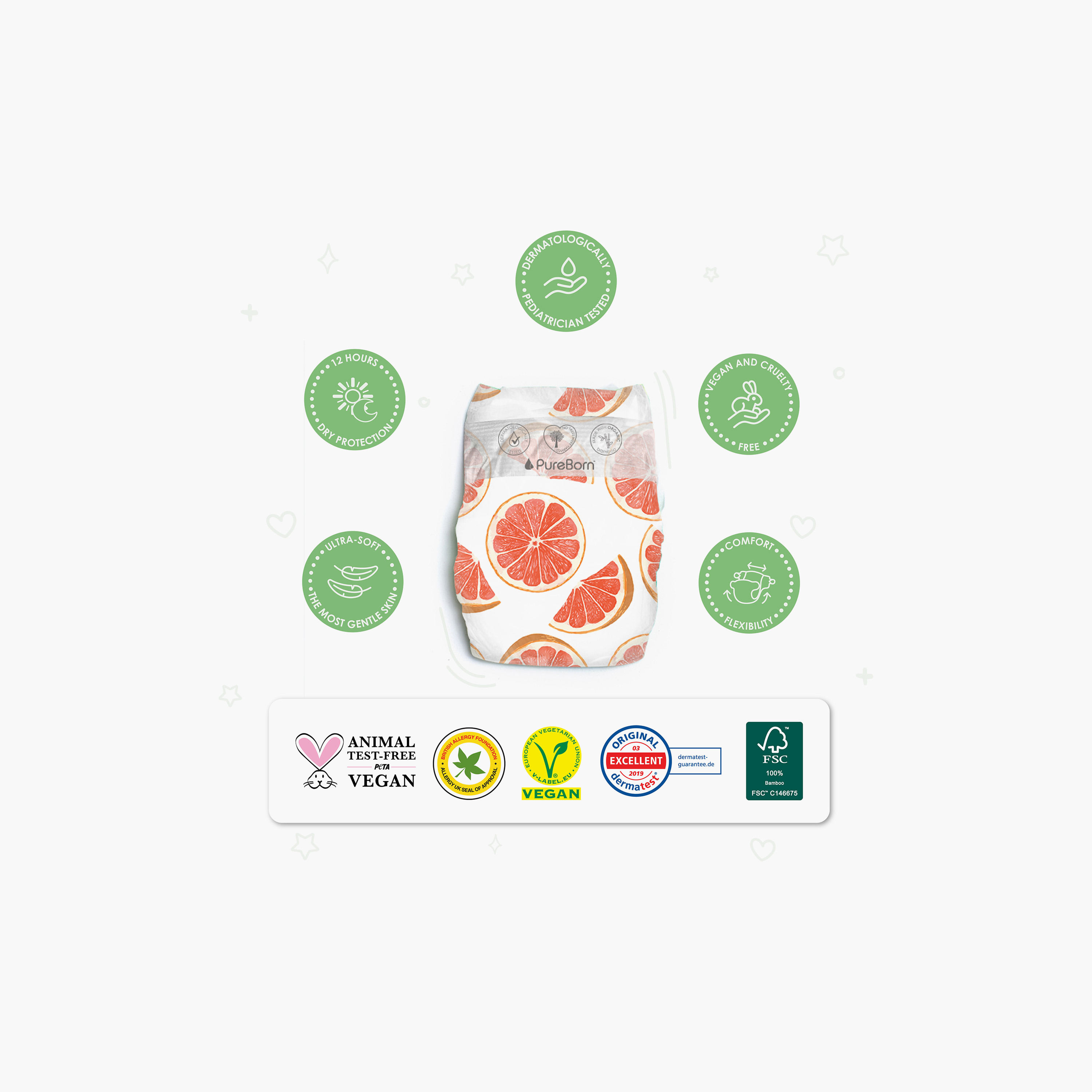 Pure Born 56-Piece Organic Bamboo Diapers Set - Size 3-baby-diapering-diapers-image-12