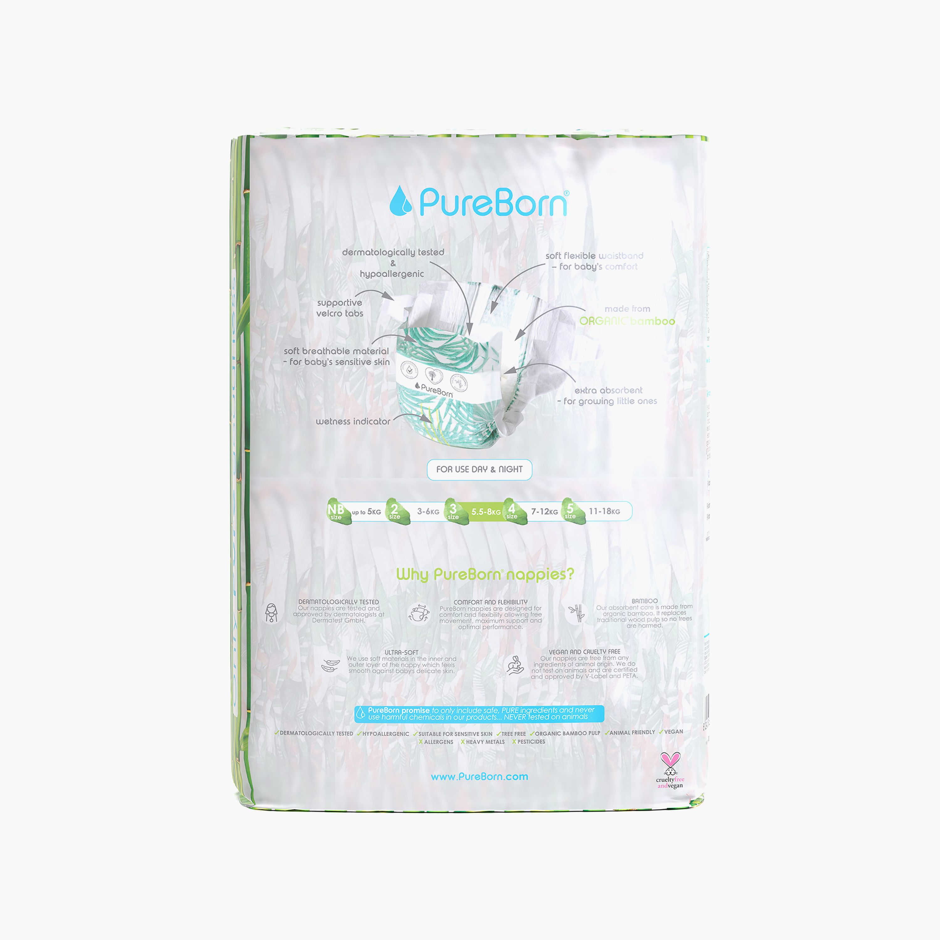 Pure Born 56-Piece Organic Bamboo Diapers Set - Size 3-baby-diapering-diapers-image-5