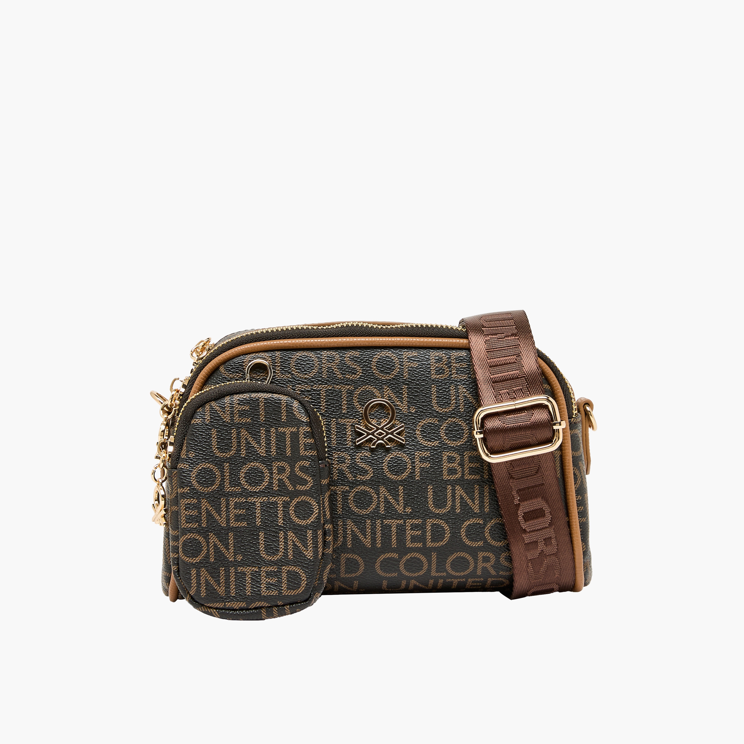 United Colors of Benetton Monogram Print Crossbody Bag with Detachable Pouch-women-bagsandwallets-handbags-image-1