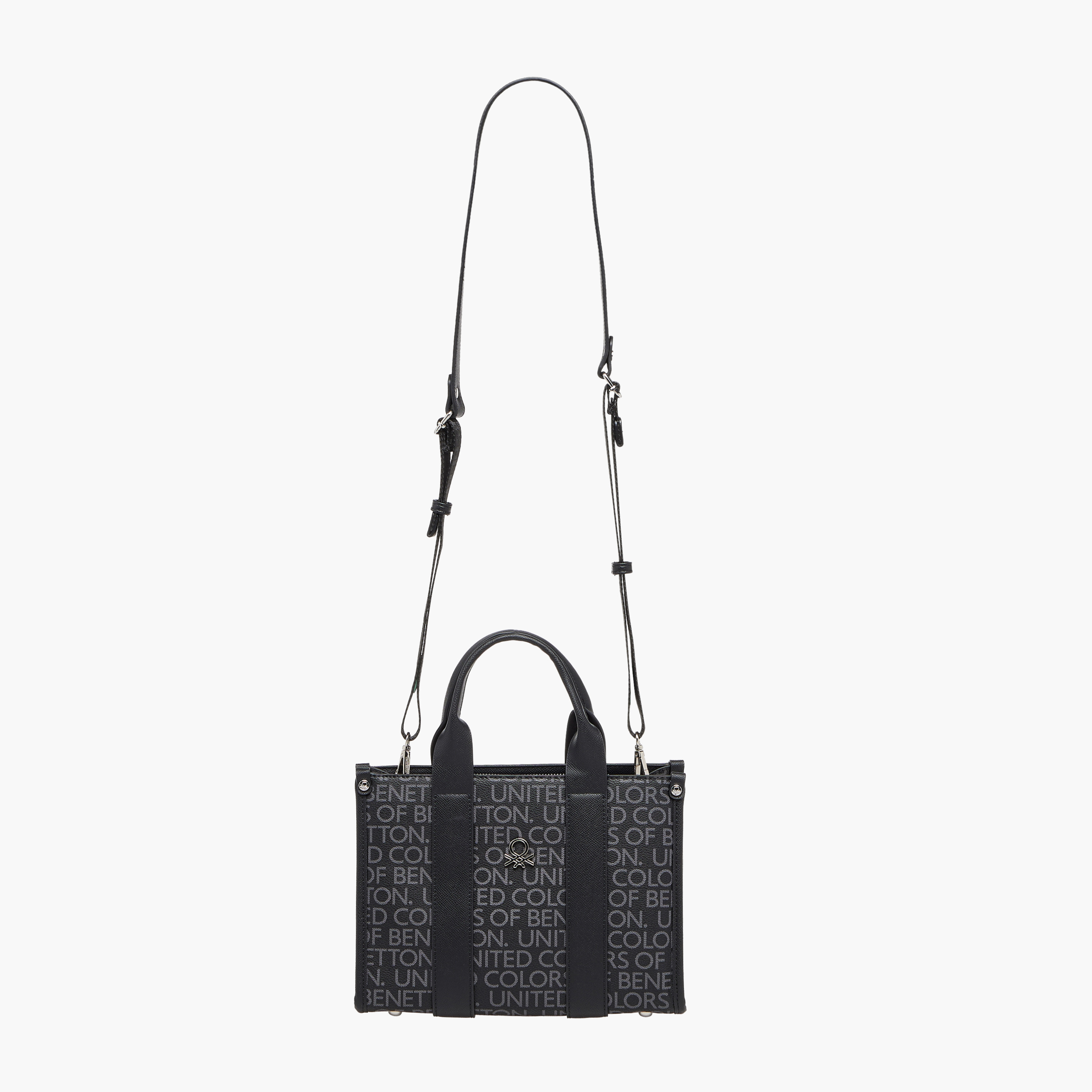 United Colors of Benetton Typography Print Tote Bag with Zip Closure-women-bagsandwallets-handbags-image-3