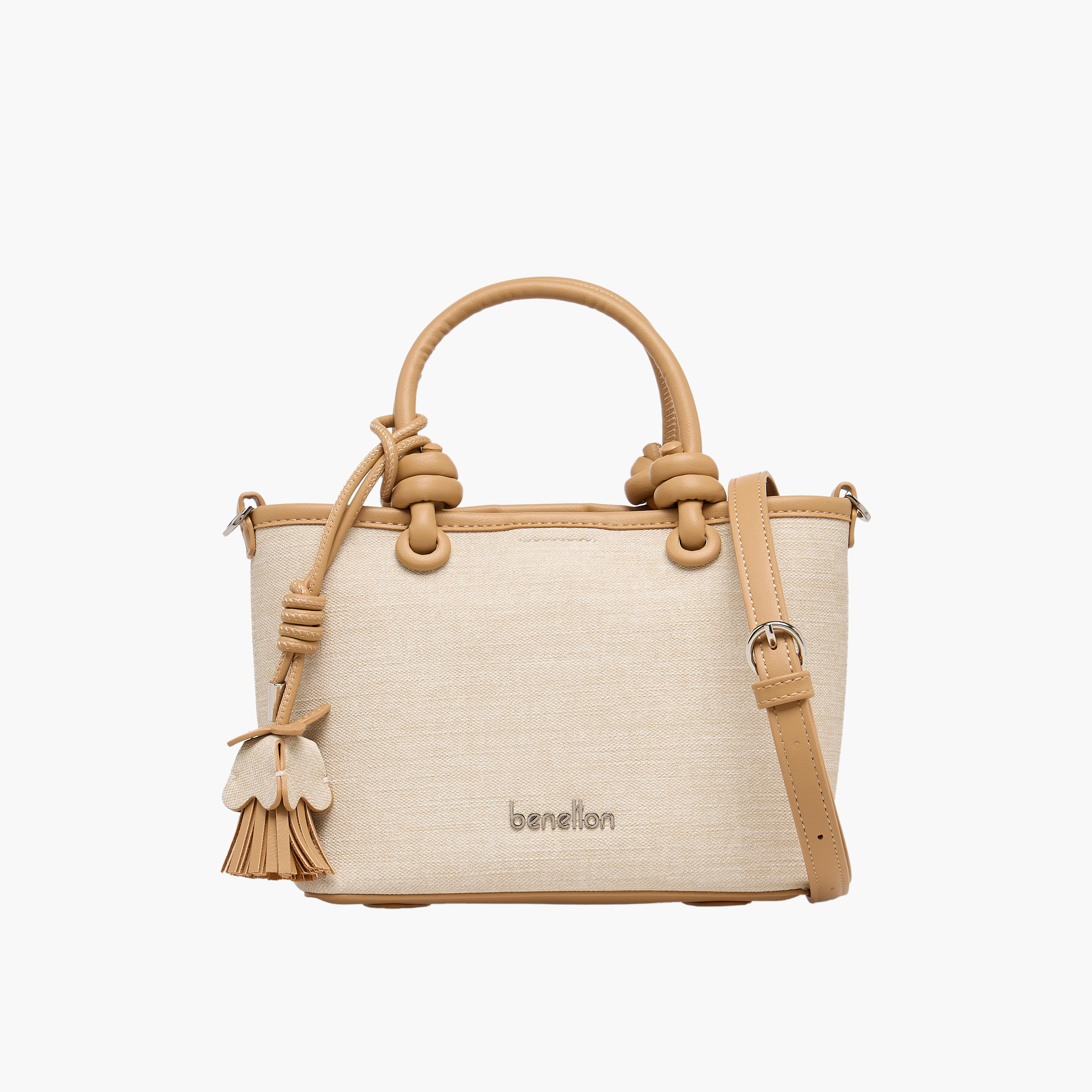 United Colors of Benetton Textured Tote Bag with Tassel Detail-women-bagsandwallets-handbags-image-1