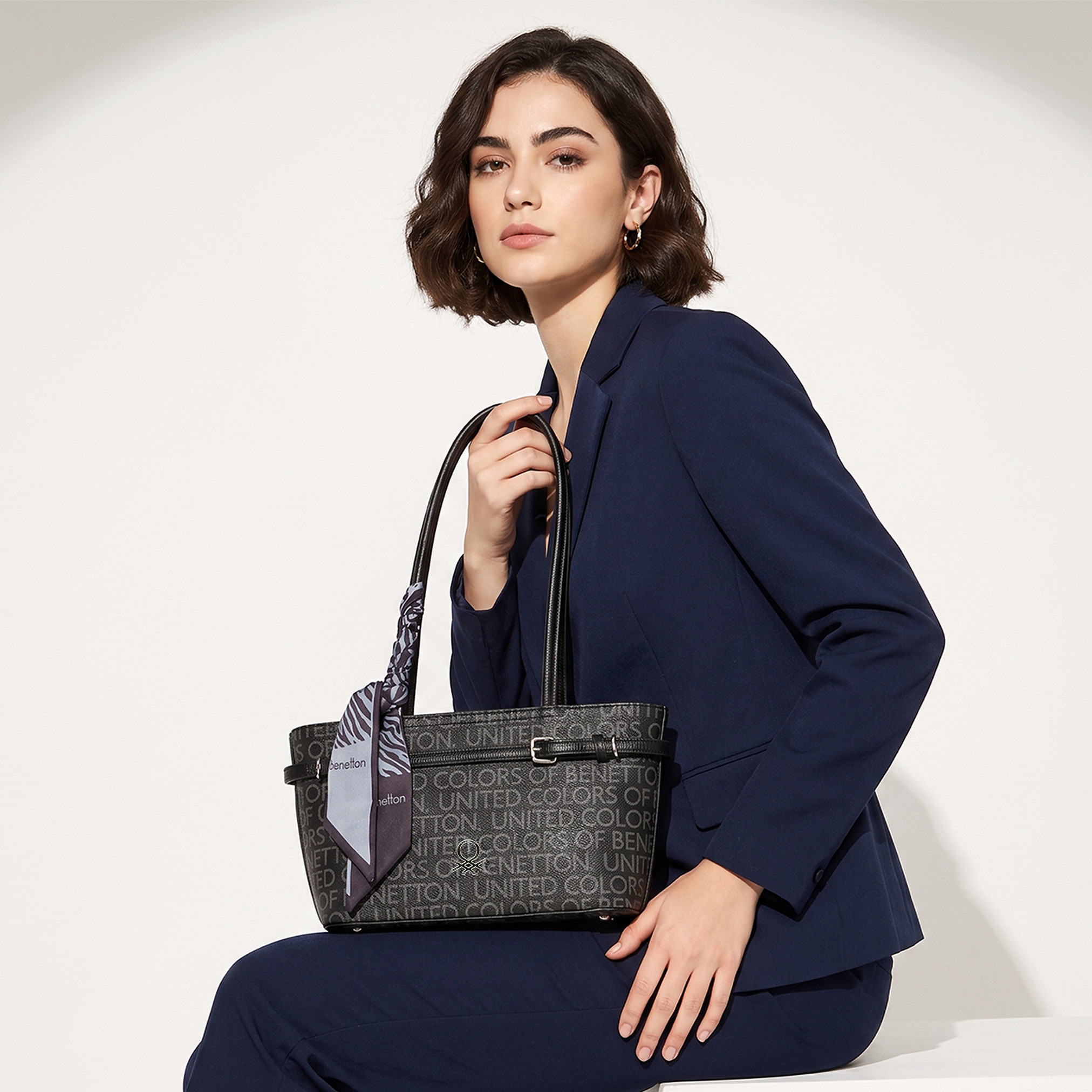 United Colors of Benetton Monogram Print Tote Bag with Scarf Accent-women-bagsandwallets-handbags-image-2