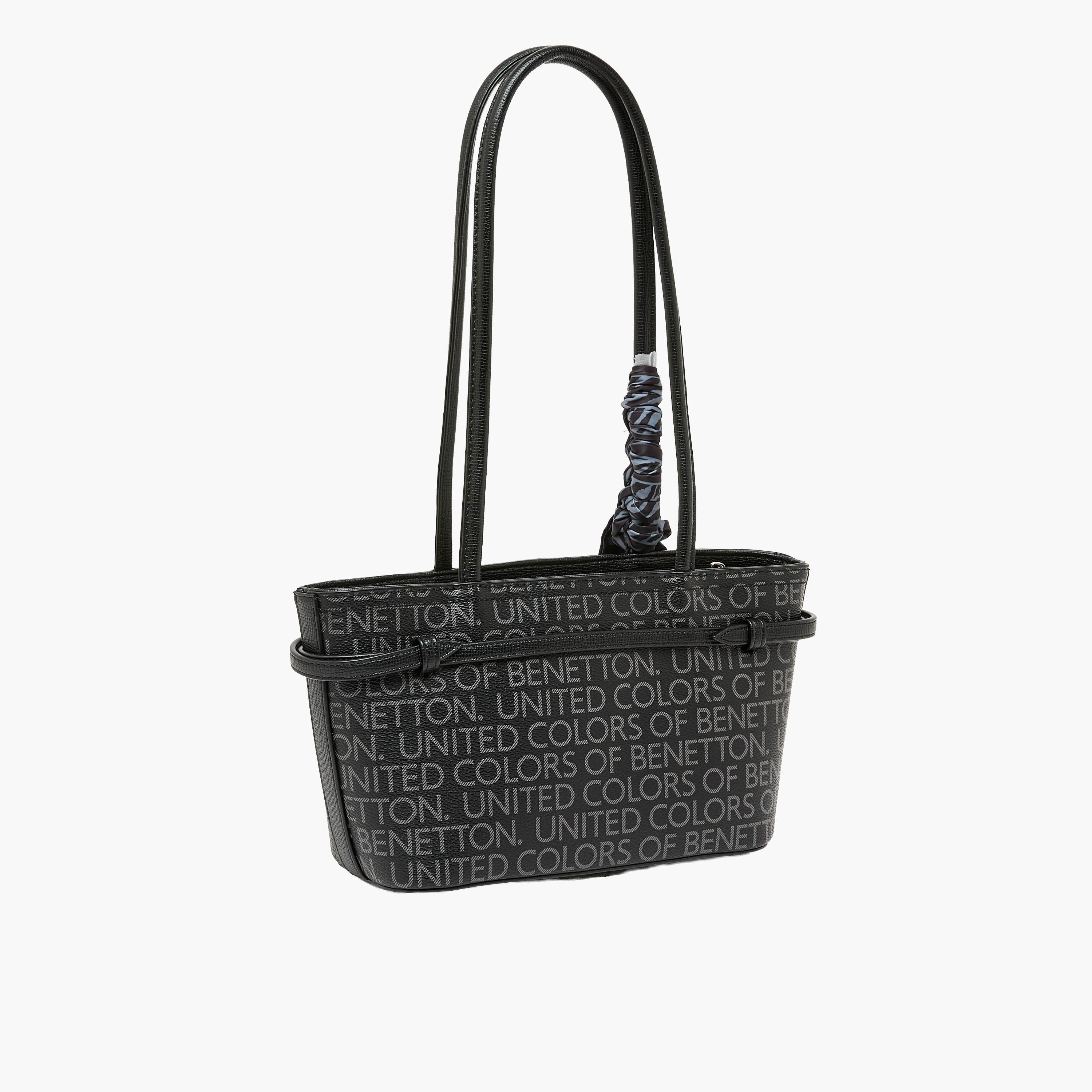 United Colors of Benetton Monogram Print Tote Bag with Scarf Accent-women-bagsandwallets-handbags-image-4