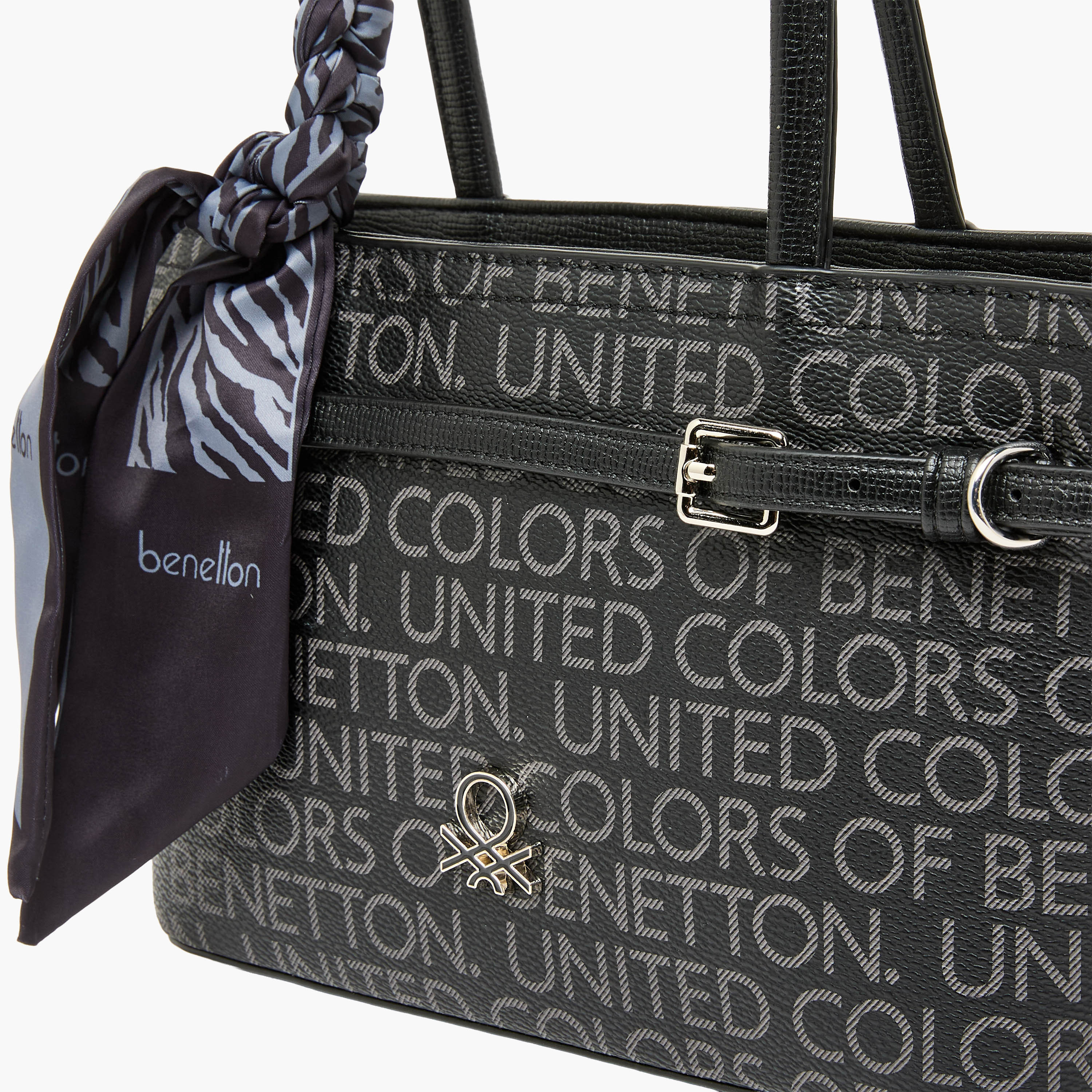 United Colors of Benetton Monogram Print Tote Bag with Scarf Accent-women-bagsandwallets-handbags-image-5