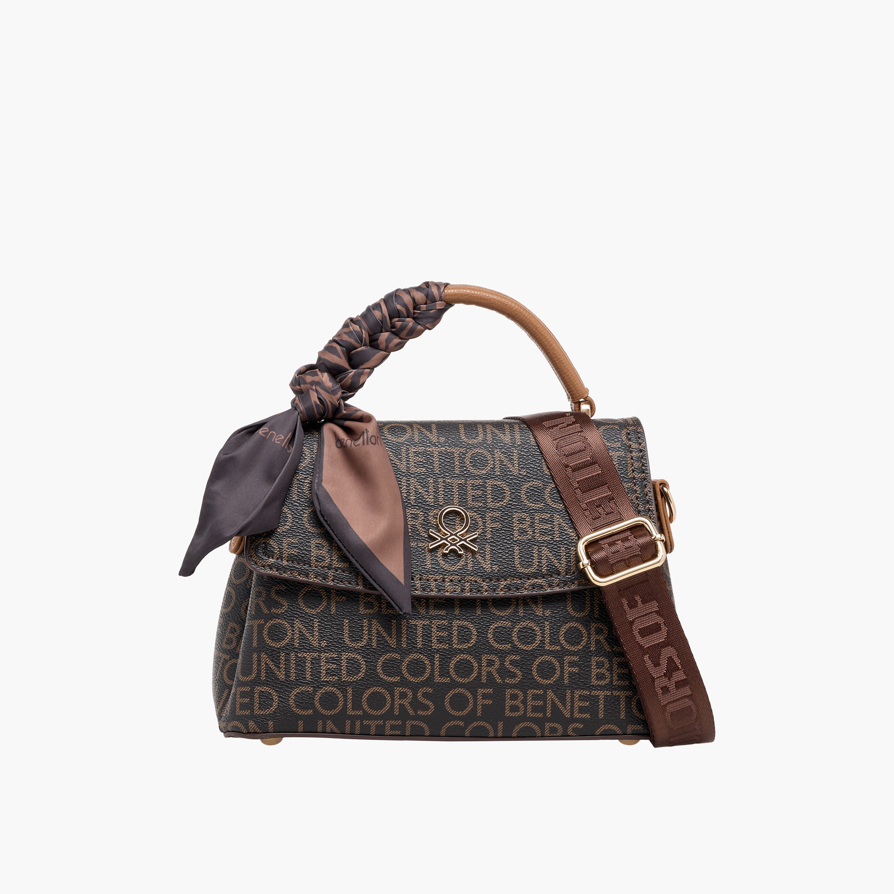 United Colors of Benetton Printed Crossbody Bag with Scarf Accent-women-bagsandwallets-handbags-image-1