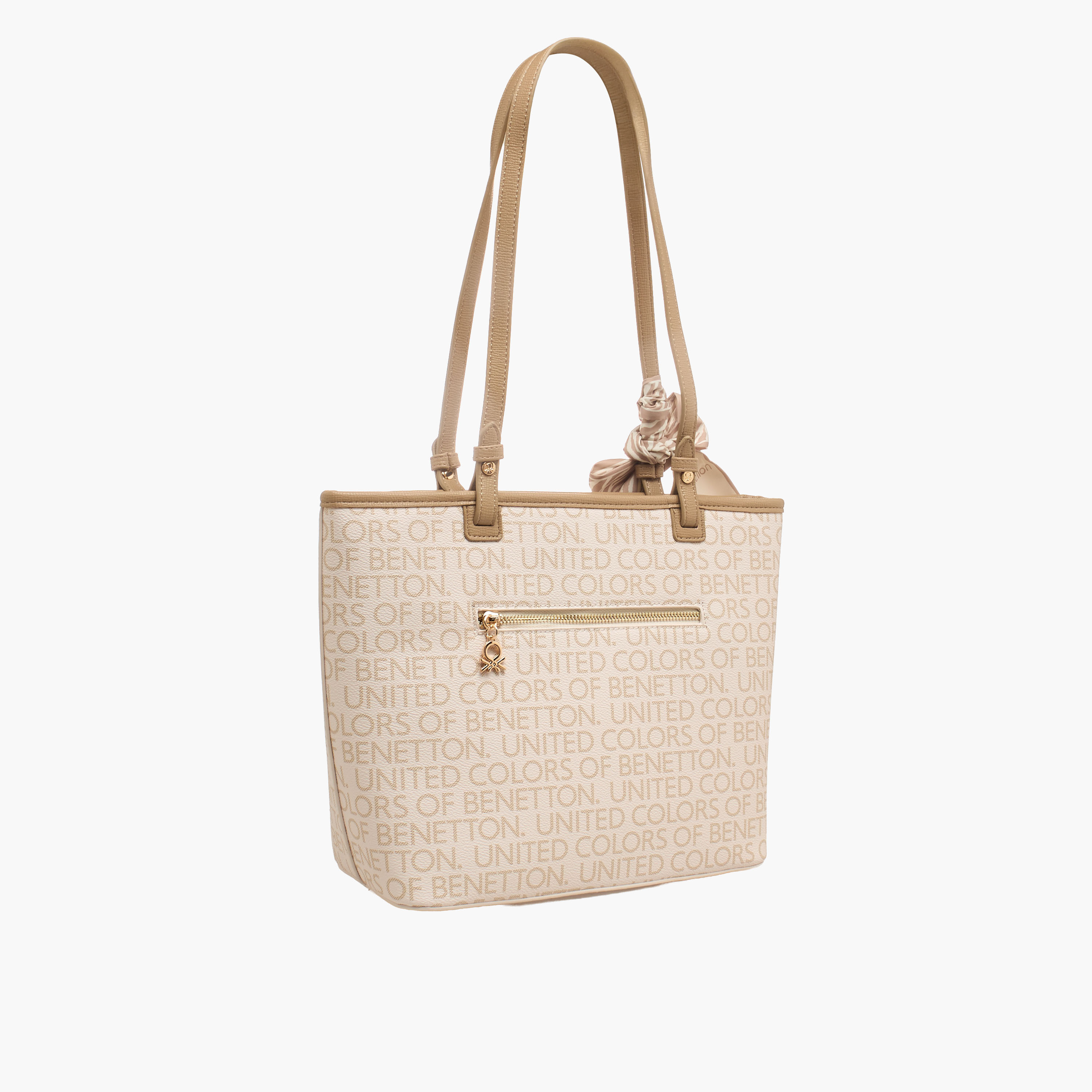 United Colors of Benetton Monogram Tote Bag with Scarf Accent-women-bagsandwallets-handbags-image-4