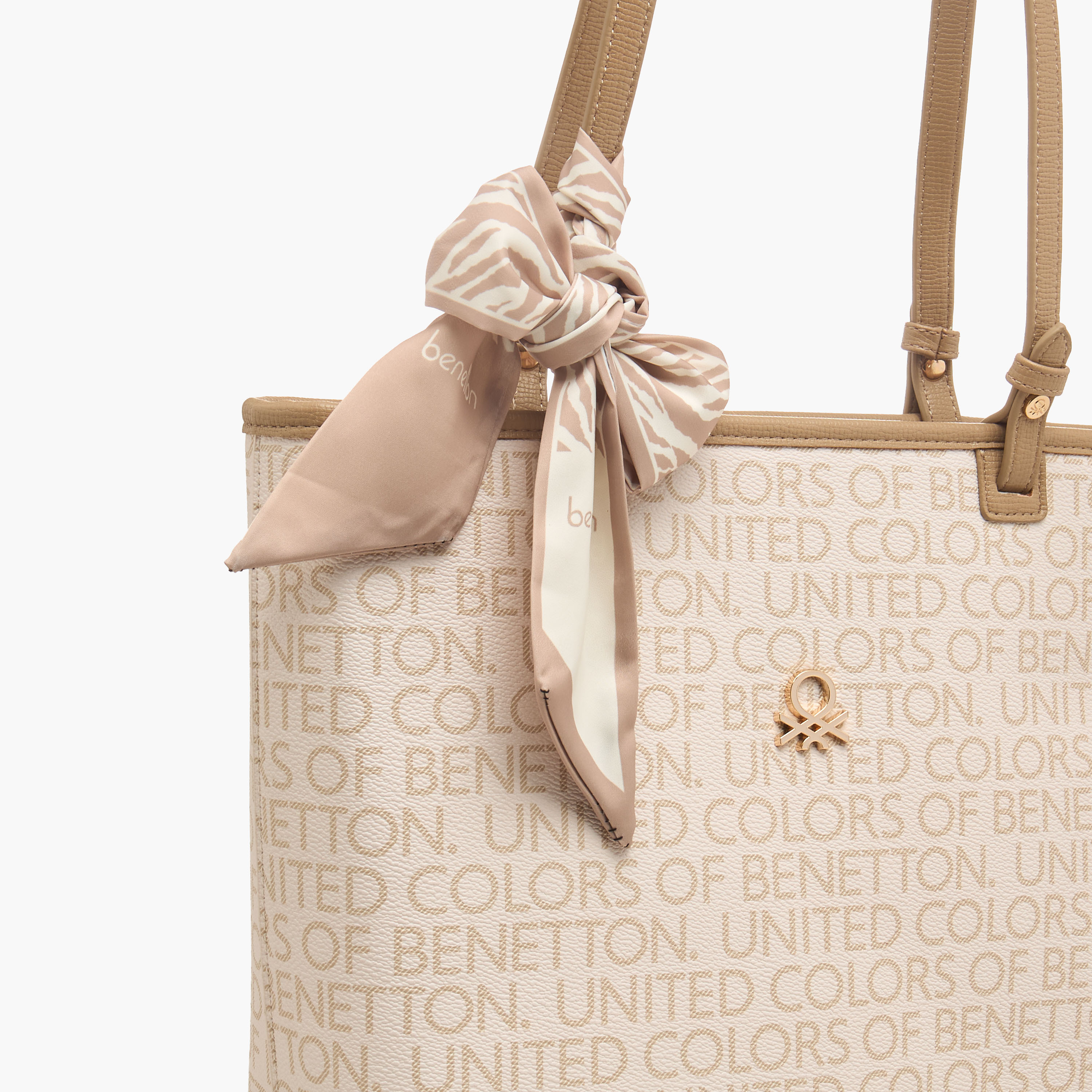 United Colors of Benetton Monogram Tote Bag with Scarf Accent-women-bagsandwallets-handbags-image-5