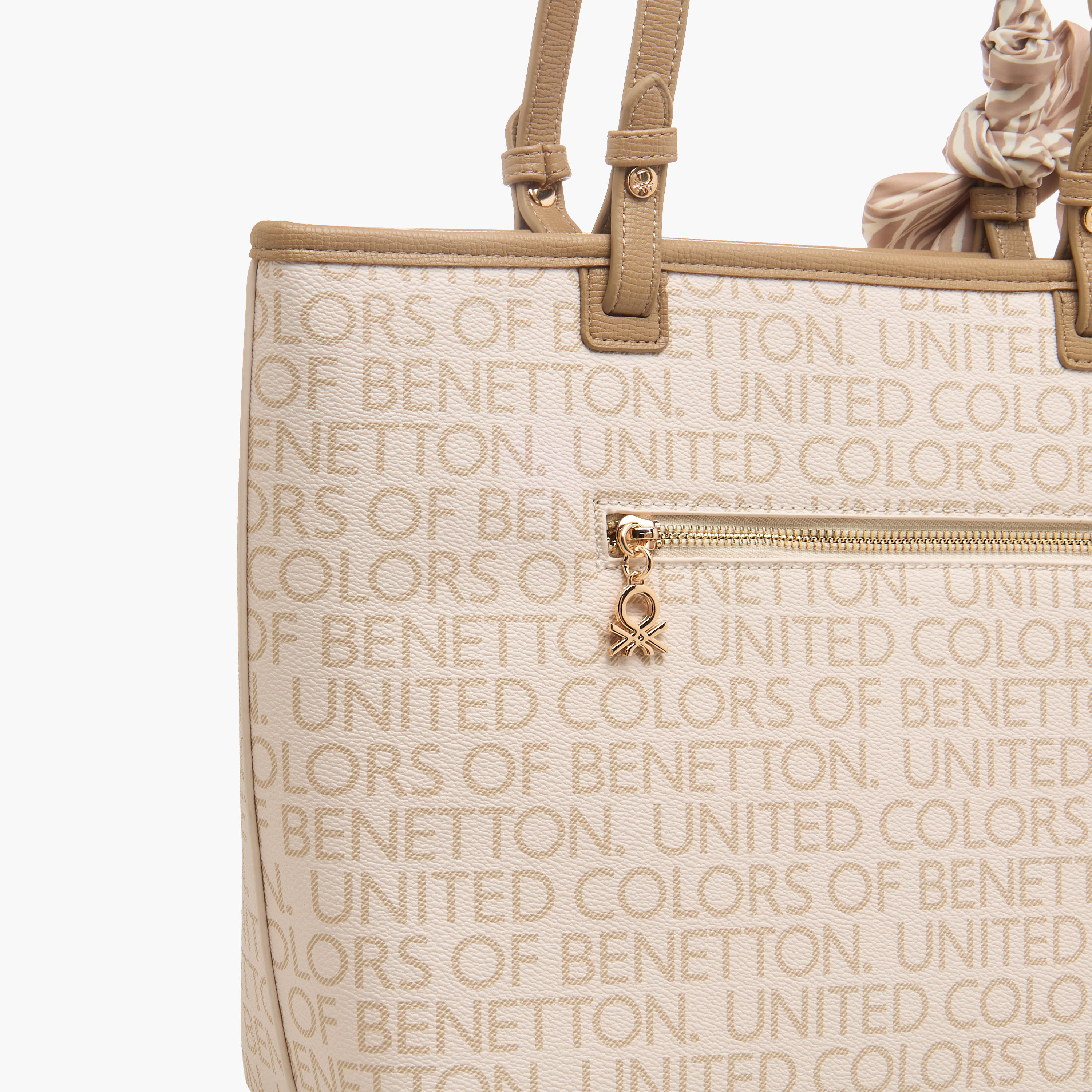 United Colors of Benetton Monogram Tote Bag with Scarf Accent-women-bagsandwallets-handbags-image-6