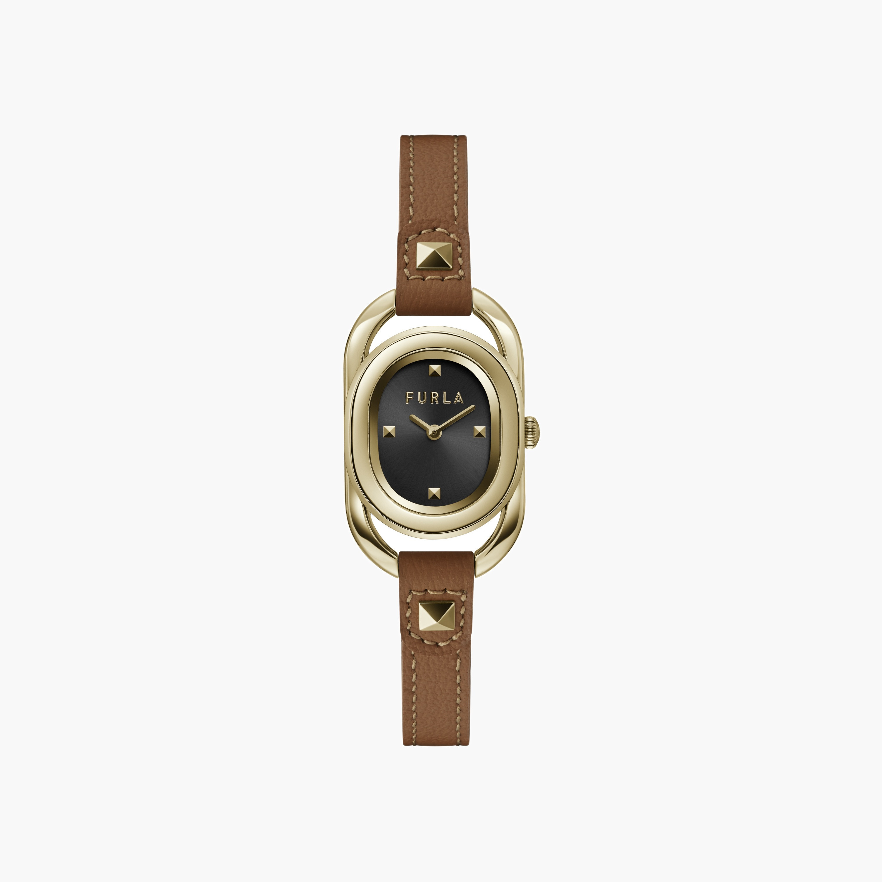 ساعة بيضاوية مرصعة بحزام جلدي-women-watchesandjewellery-watches-image-1
