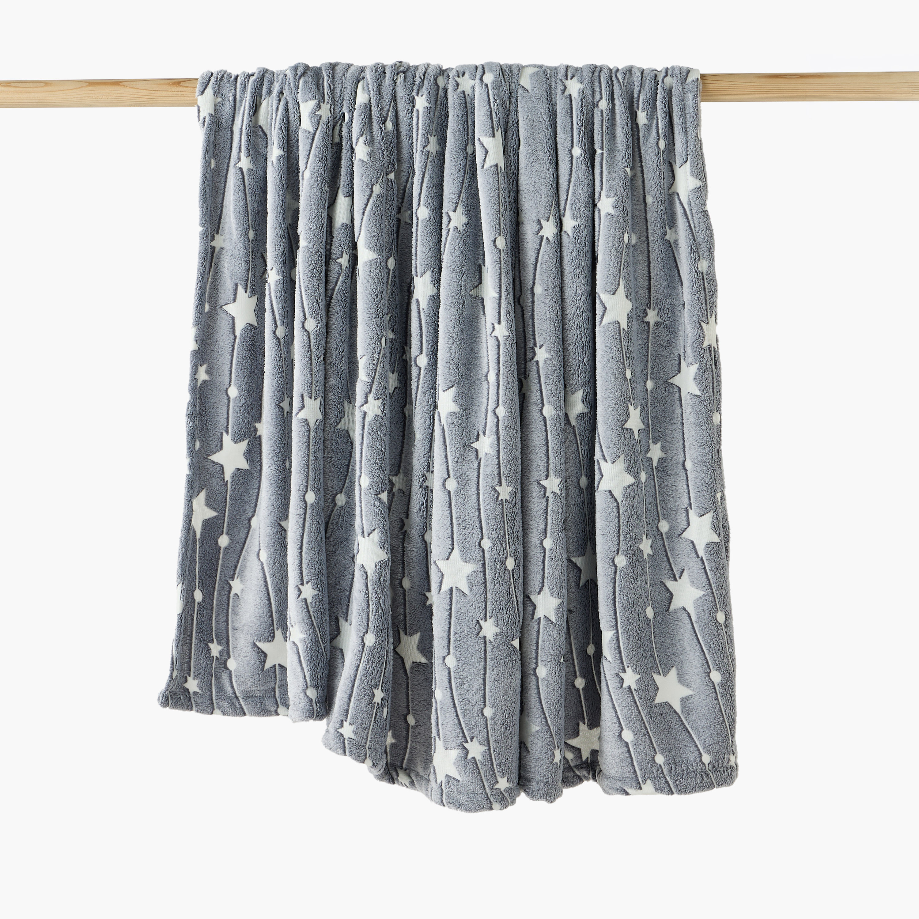 Juniors Raschel Blanket with Glow in the Dark Stars Print, 150x200 cm-baby-nursery-blanketsandswaddles-blanketsandquilts-image-1