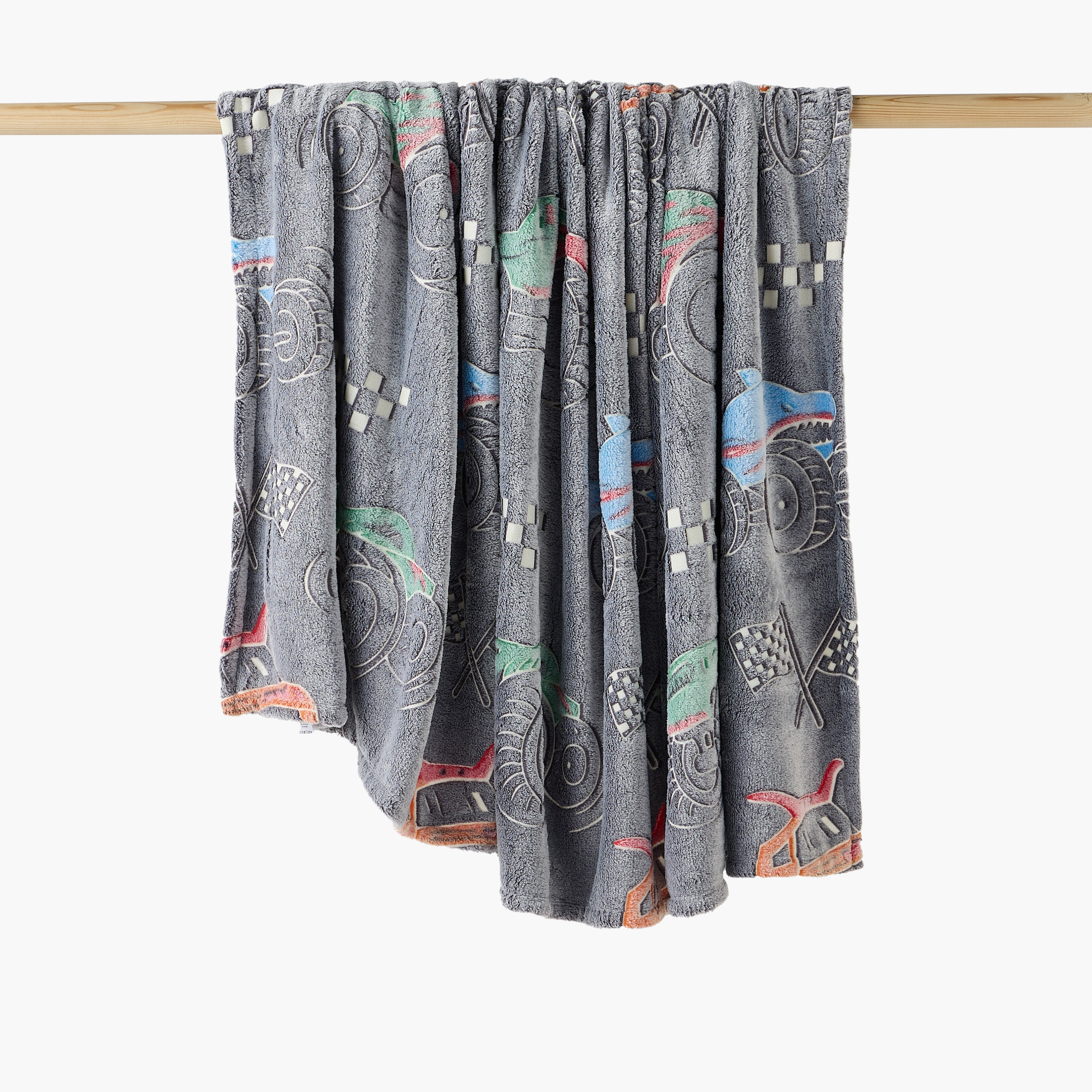Juniors Raschel Blanket with Glow in the Dark Car Print, 150x200 cm-baby-nursery-blanketsandswaddles-blanketsandquilts-image-1