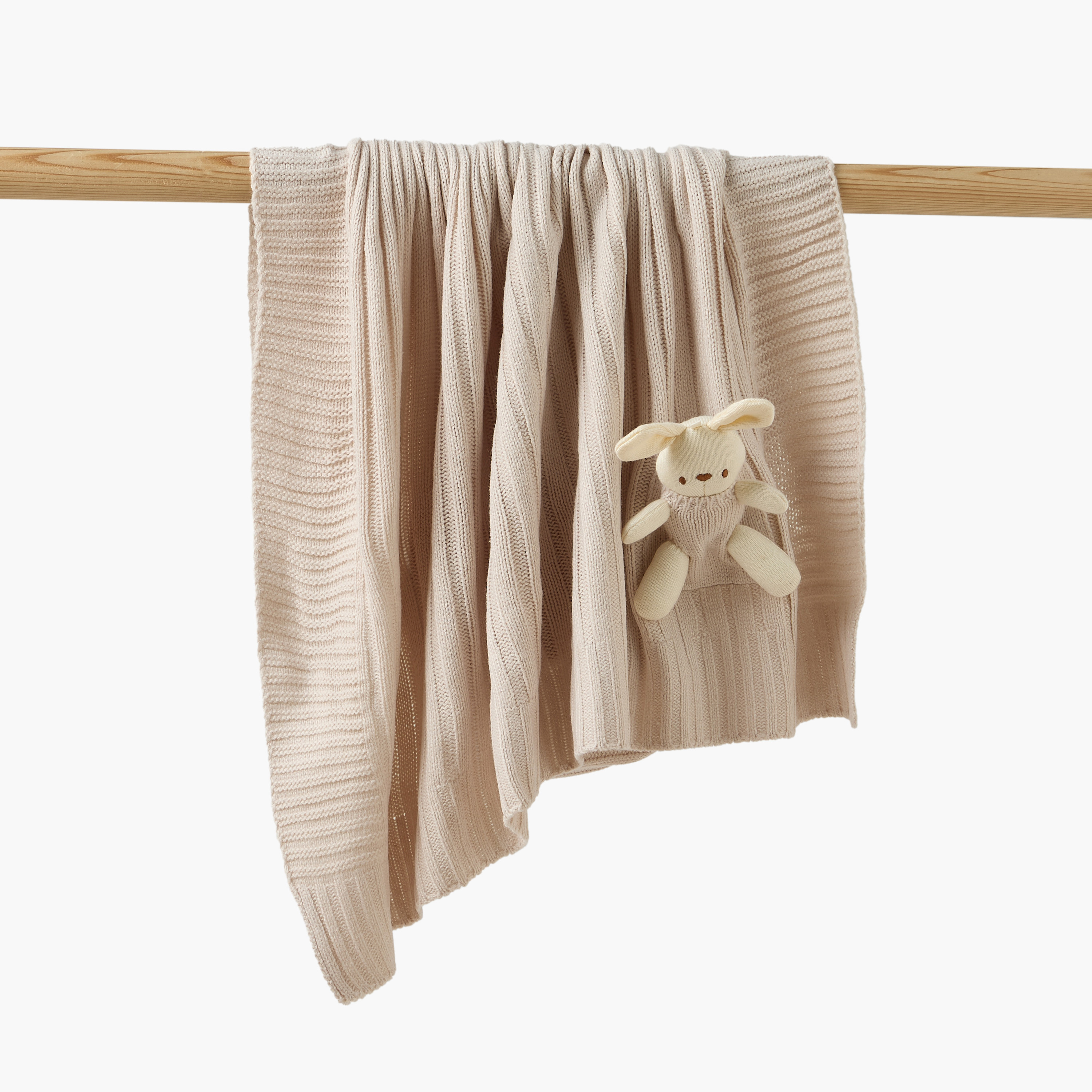 Giggles Ribbed Bunny Applique Blanket - 80x100 cm-baby-nursery-blanketsandswaddles-receivingblankets-image-1