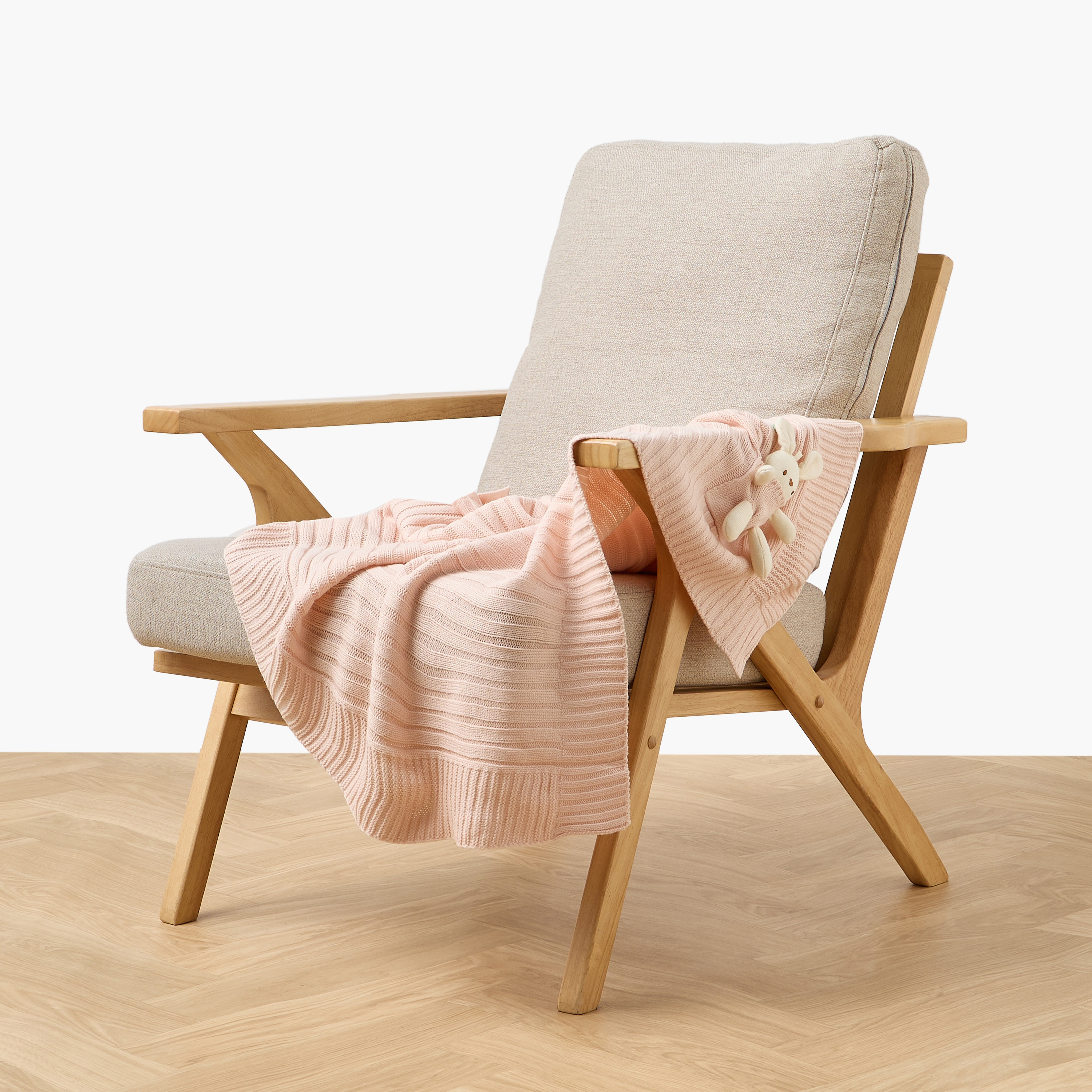 بطانية مضلعة بزينة أرنب من جيجلز - 80x100 سم-baby-nursery-blanketsandswaddles-receivingblankets-image-2